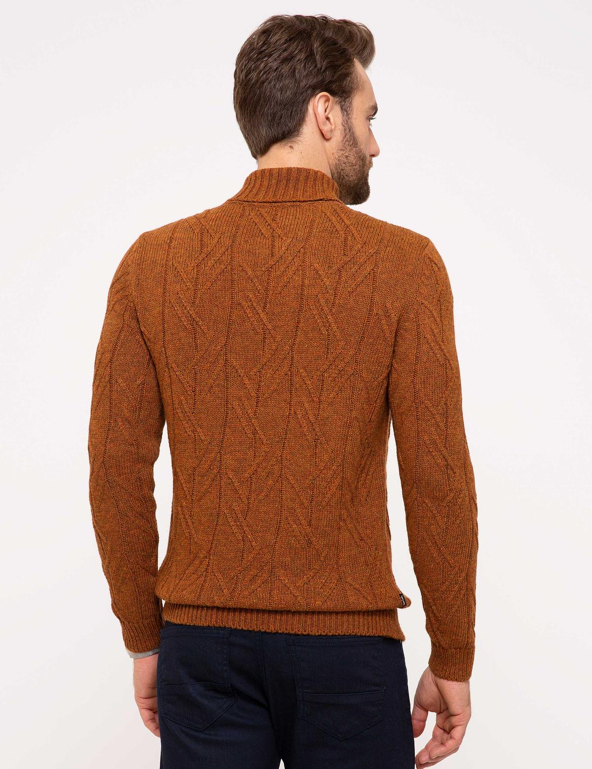 Kiremit Slim Fit Tam Balıkçı Yaka Triko Kazak - 50193360061