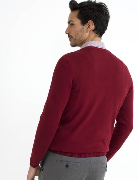 Kırmızı Slim Fit Bisiklet Yaka Basic Triko Kazak - 50194202106