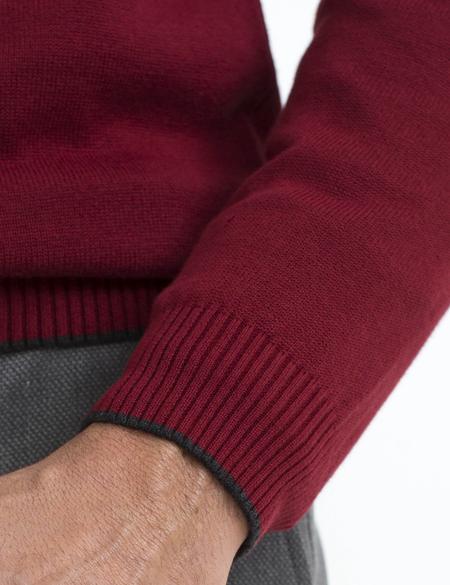 Kırmızı Slim Fit Bisiklet Yaka Basic Triko Kazak - 50194202106