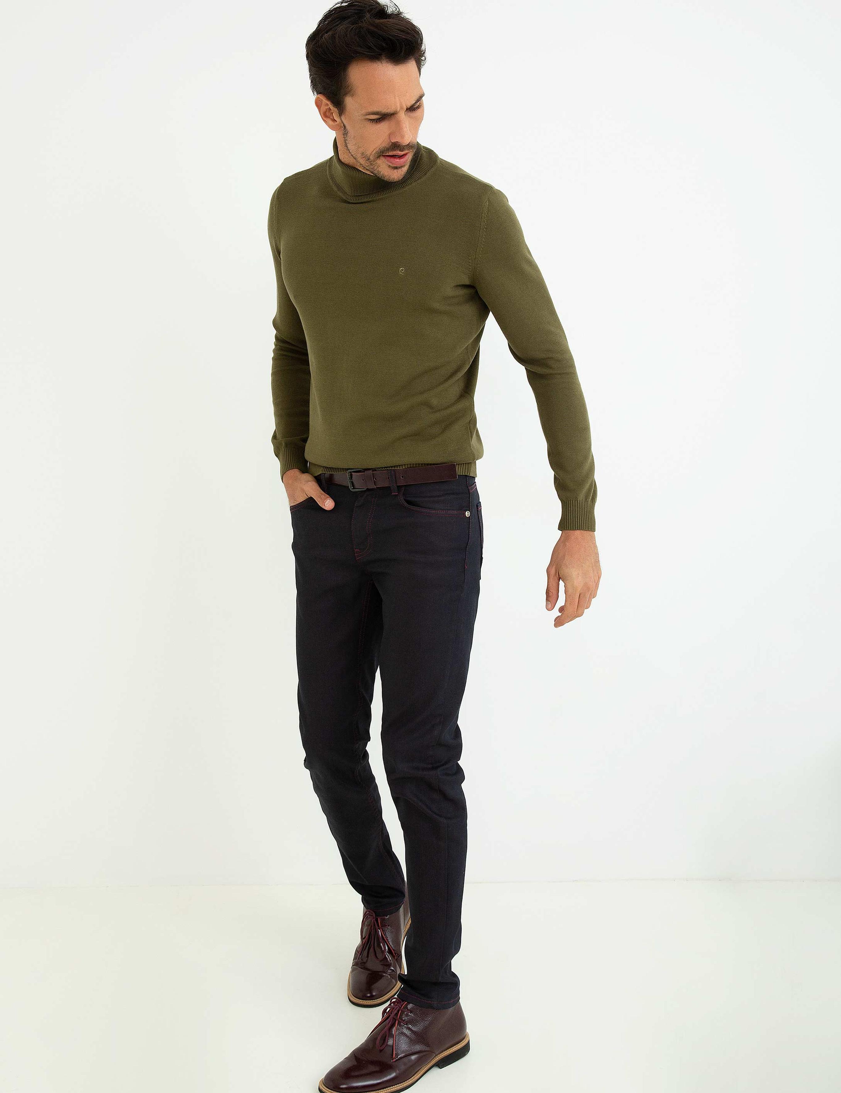 Haki Slim Fit Basic Kazak