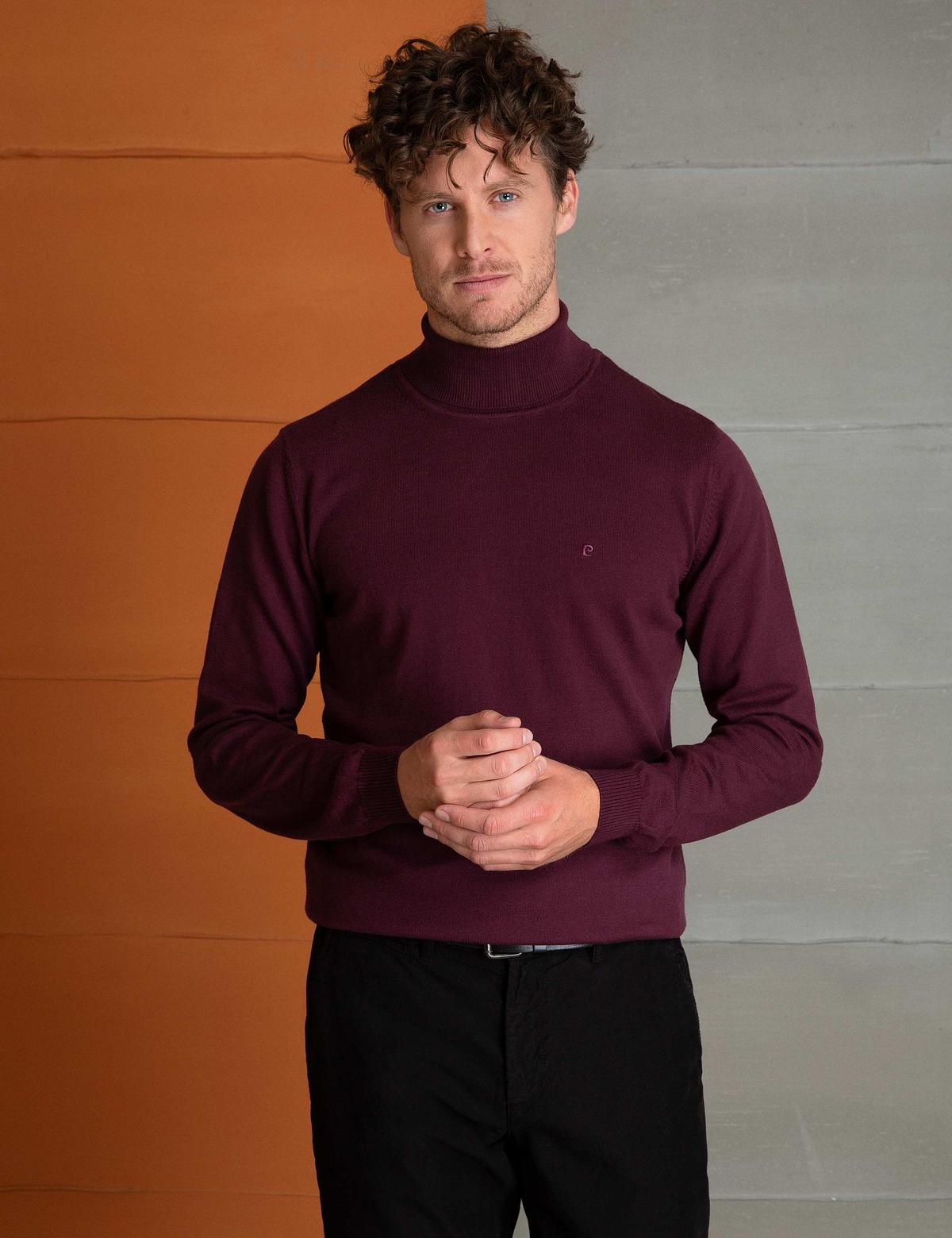 Bordo Slim Fit Basic Triko Kazak - 50194204123