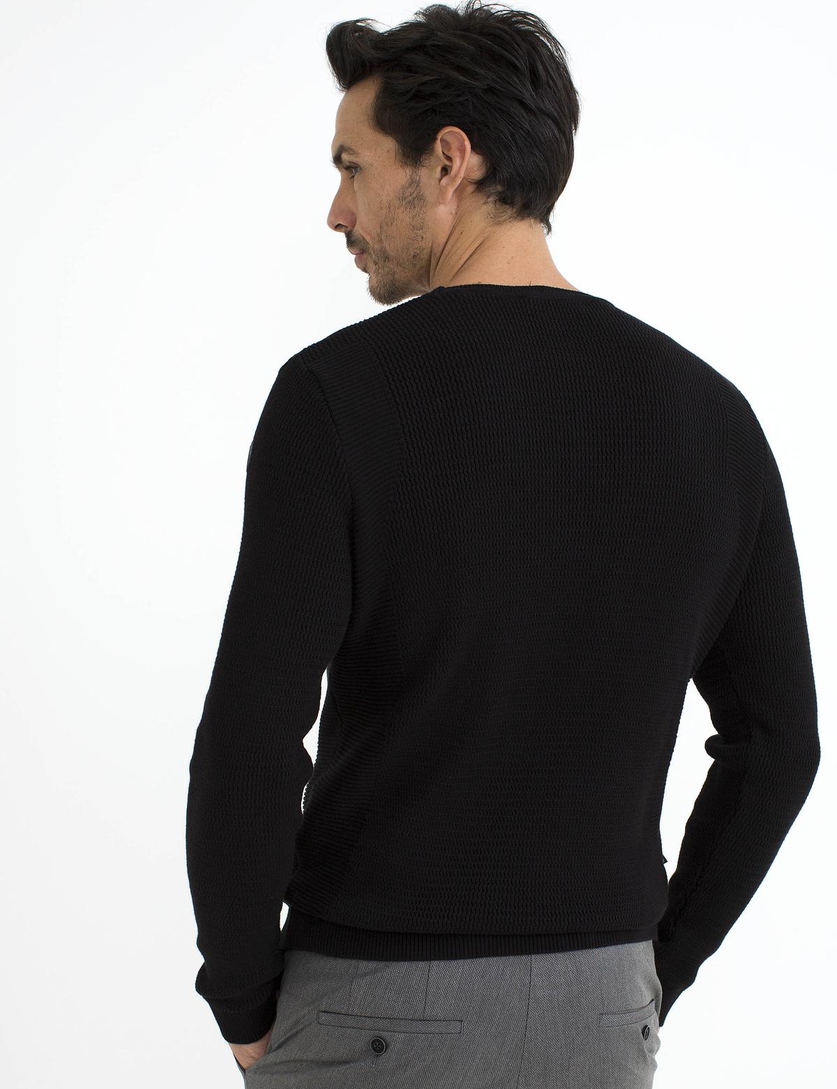 Siyah Slim Fit Triko Kazak - 50195691031