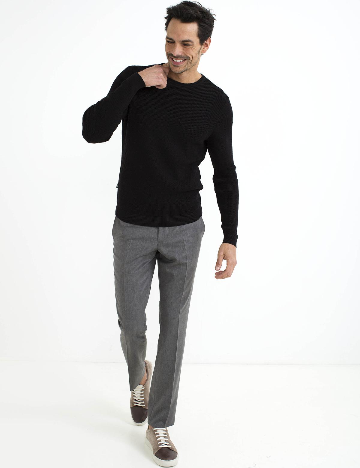 Siyah Slim Fit Triko Kazak - 50195691031