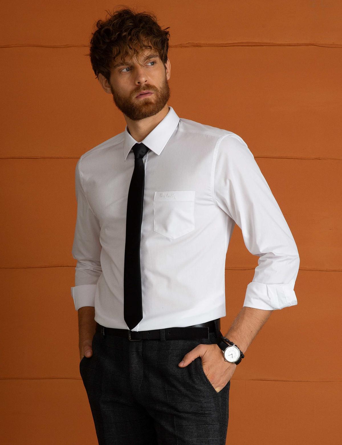 Beyaz Regular Fit Basic Gömlek - 50197102019