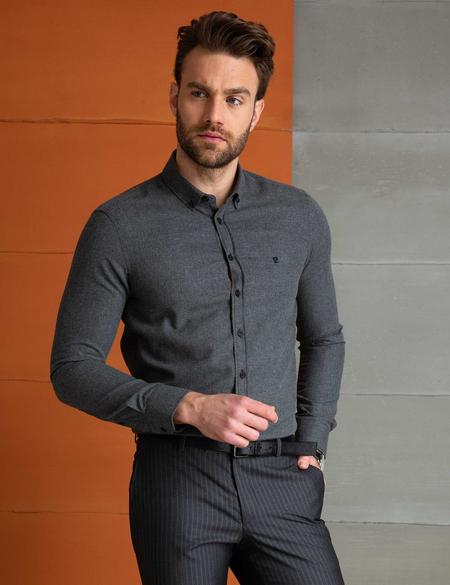Antrasit Gri Slim Fit Gömlek - 50201449010