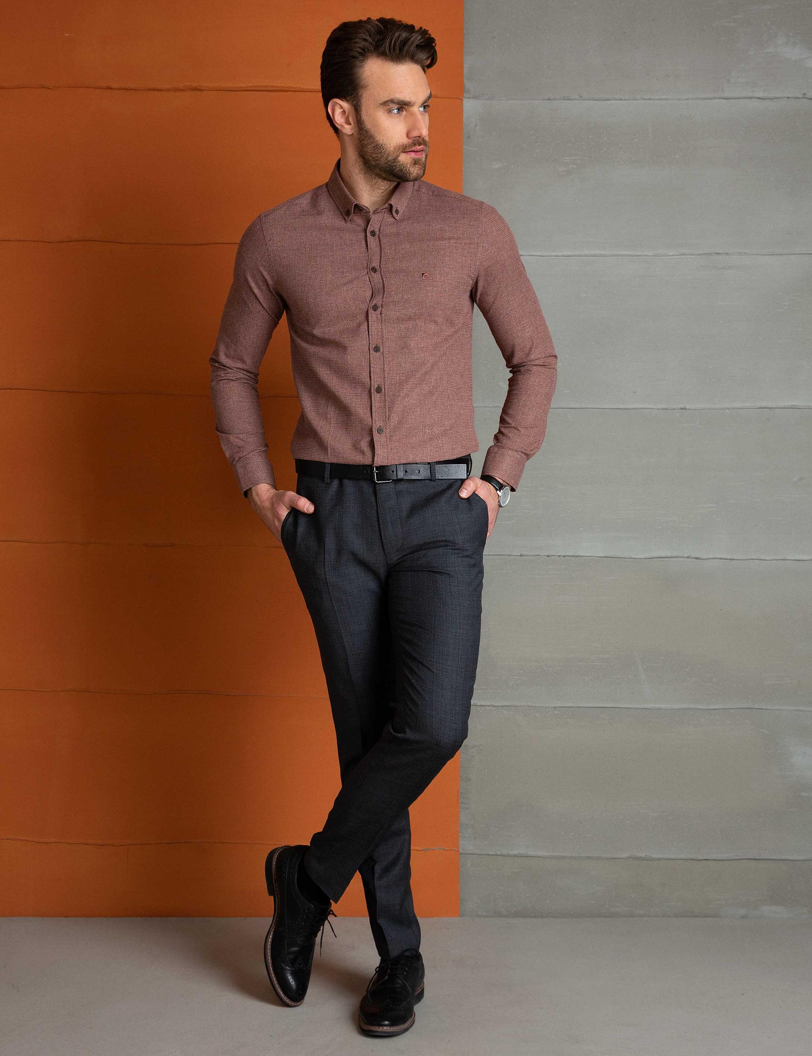 Kiremit Slim Fit Gömlek