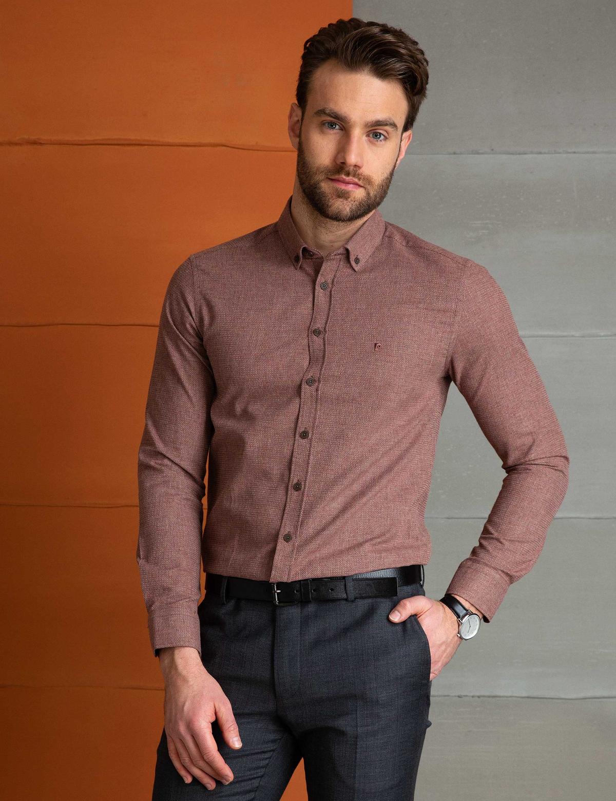 Kiremit Slim Fit Gömlek