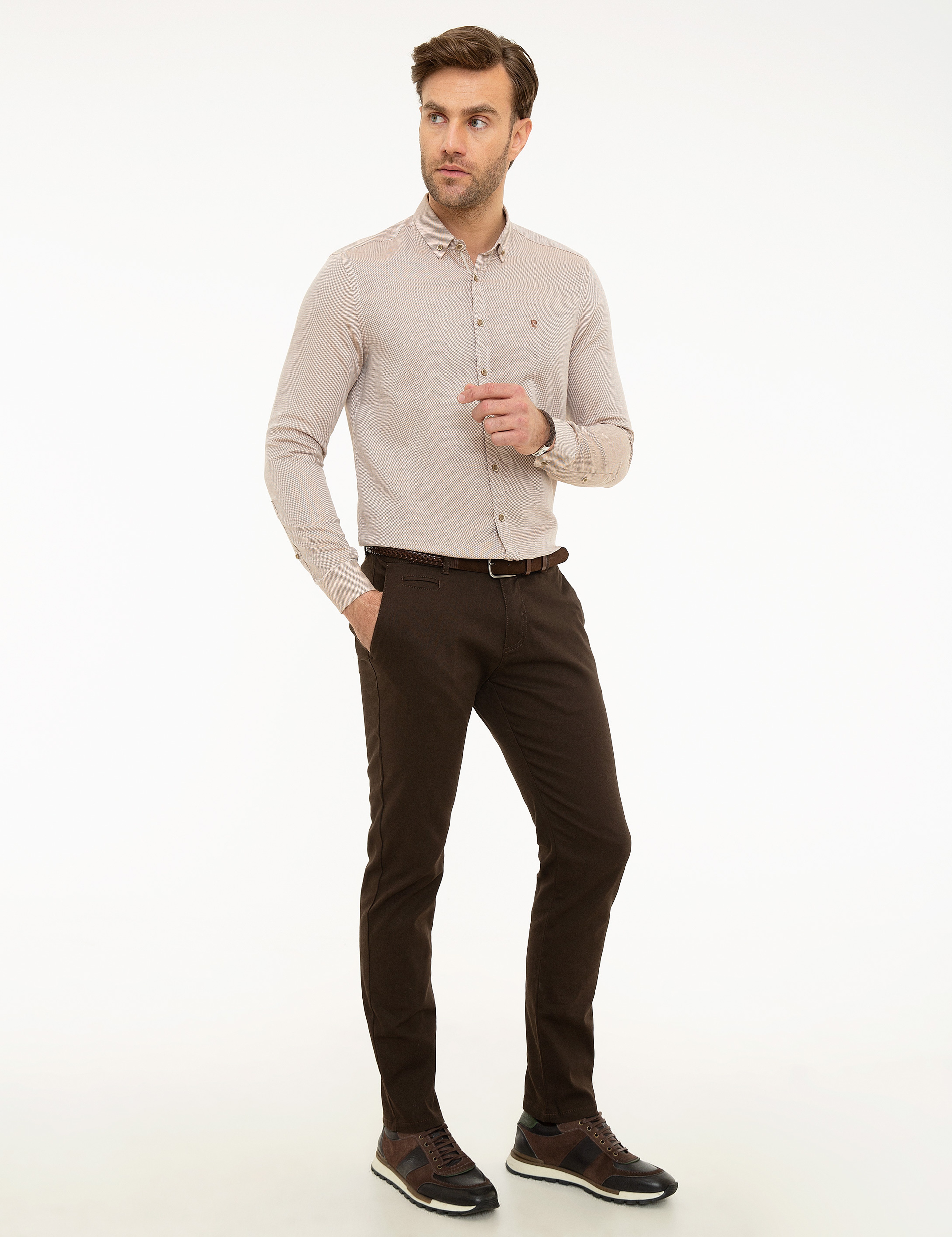 Kahverengi Slim Fit Chino Pantolon - Image 2
