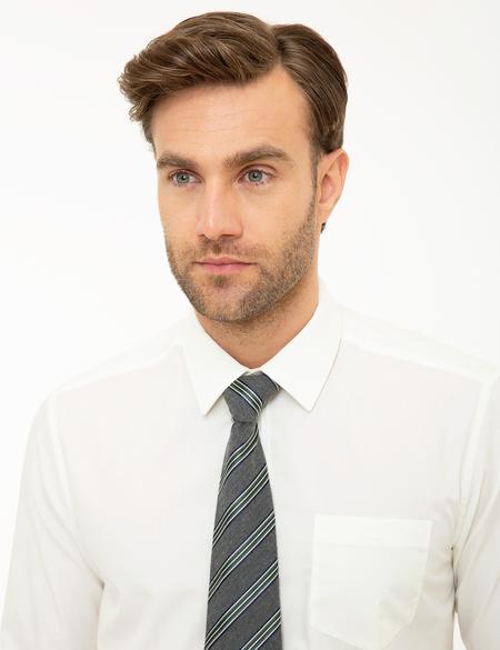 Ekru Regular Fit Uzun Kollu Basic Gömlek - 50197102046