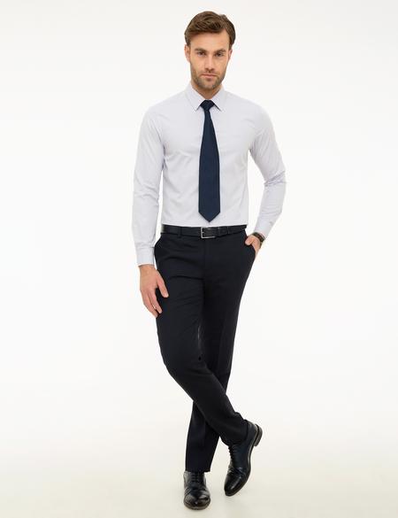 Açık Gri Slim Fit Uzun Kollu Basic Gömlek - 50197135070