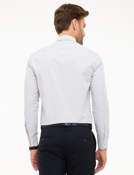 Açık Gri Slim Fit Uzun Kollu Basic Gömlek - 50197135070