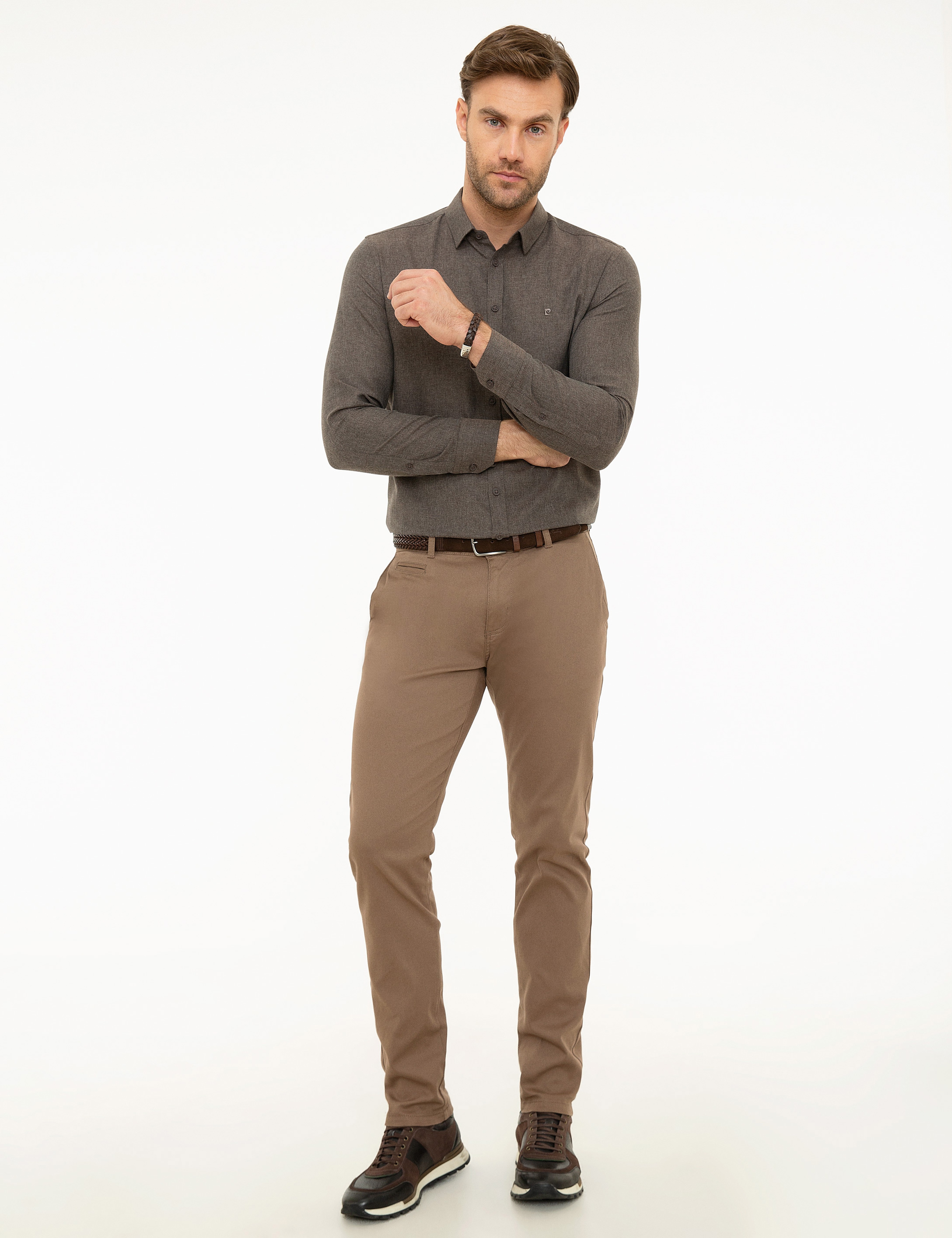 Açık Kahverengi Slim Fit Chino Pantolon - Image 1