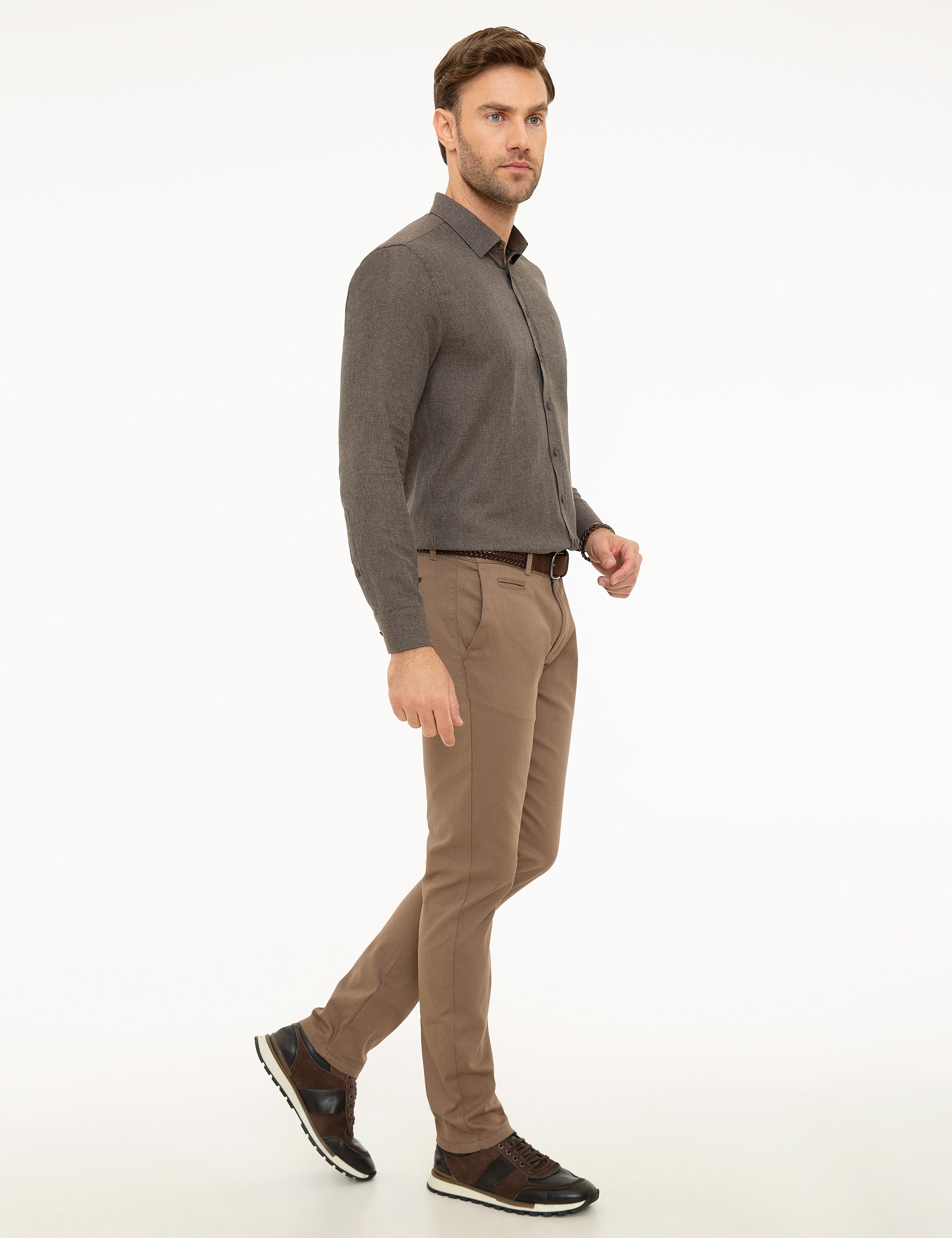 Açık Kahverengi Slim Fit Chino Pantolon - Image 2