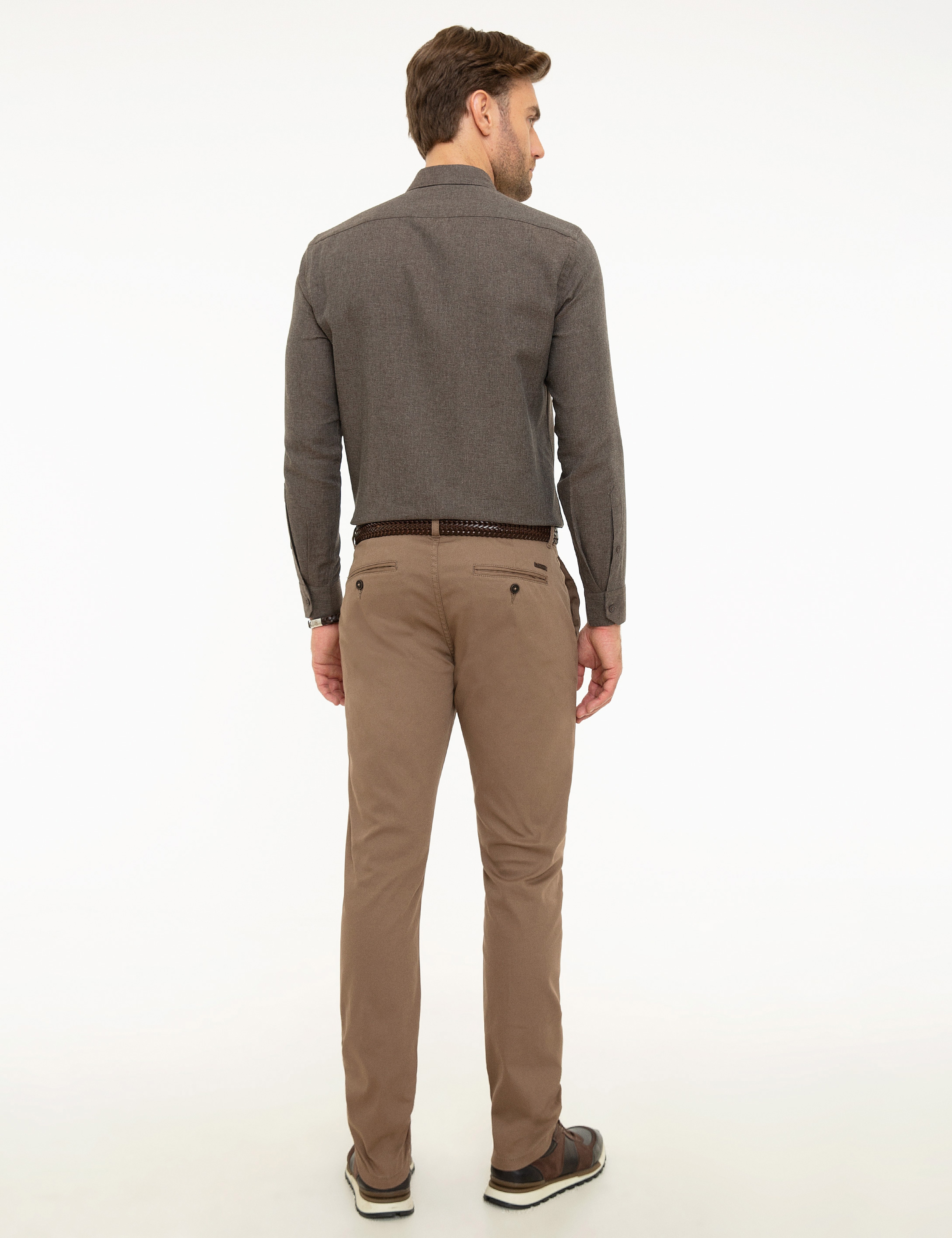 Açık Kahverengi Slim Fit Chino Pantolon - Image 3