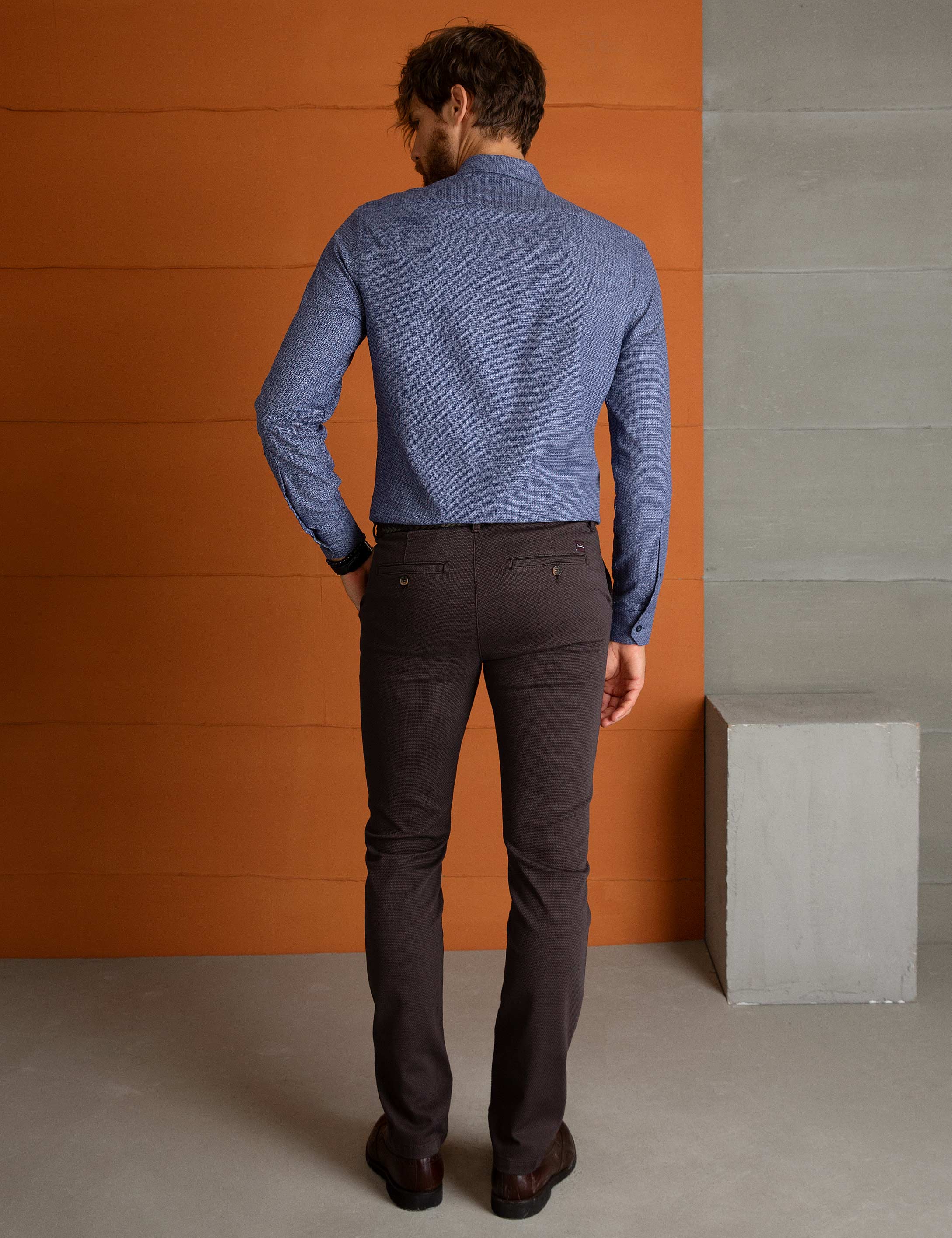 Kahverengi Slim Fit Chino Pantolon - Image 3