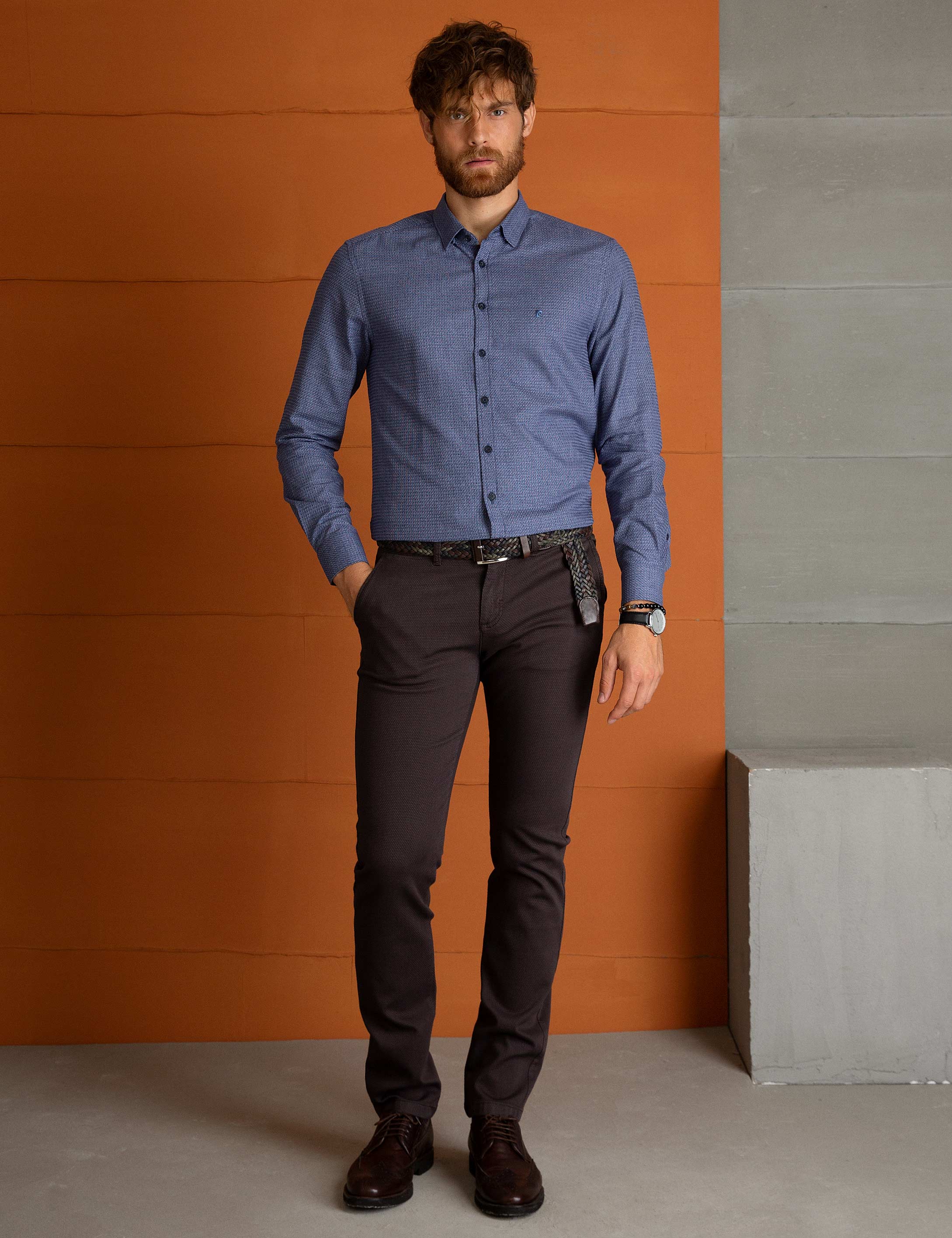 Kahverengi Slim Fit Chino Pantolon - Image 1