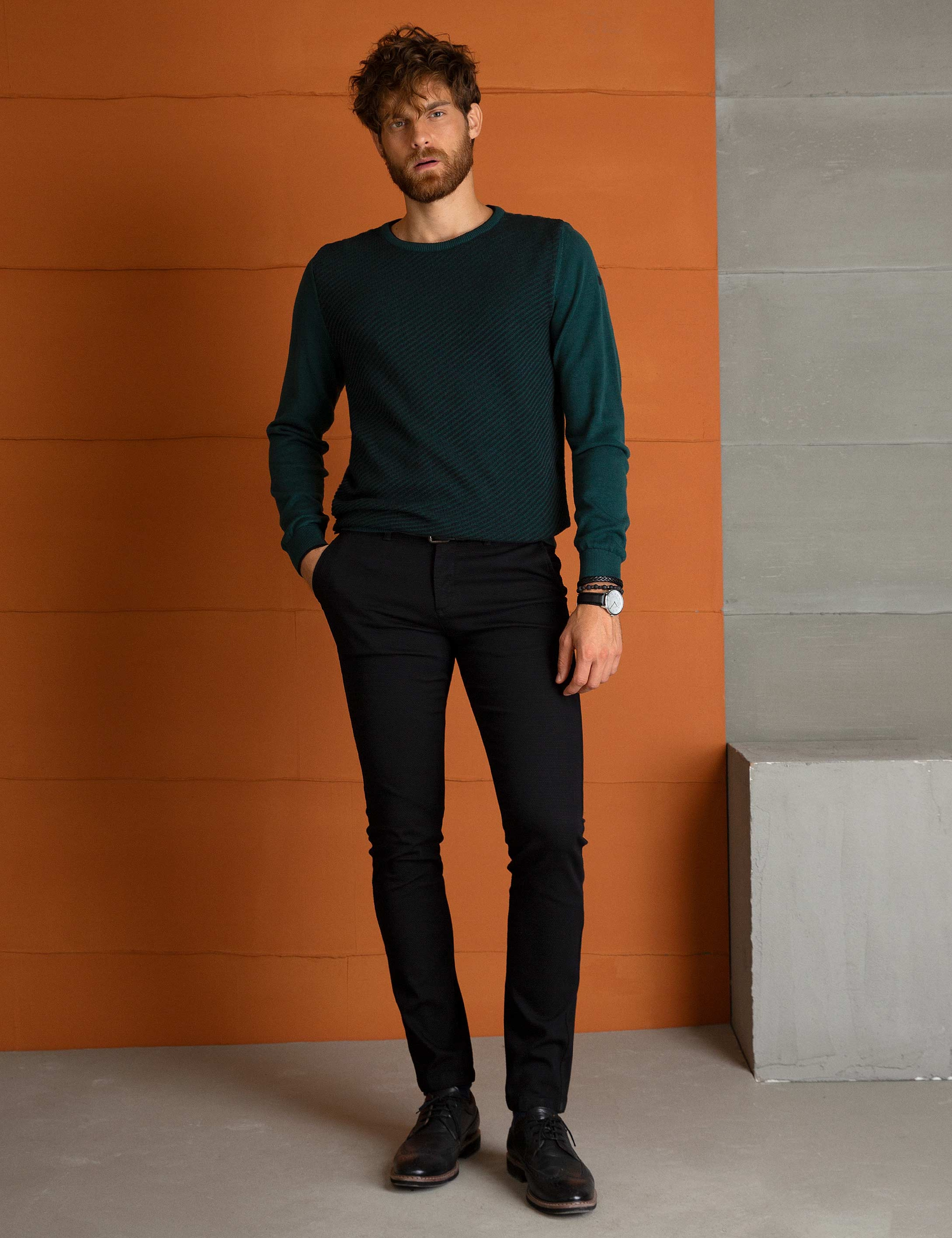 Siyah Slim Fit Chino Pantolon - Image 1