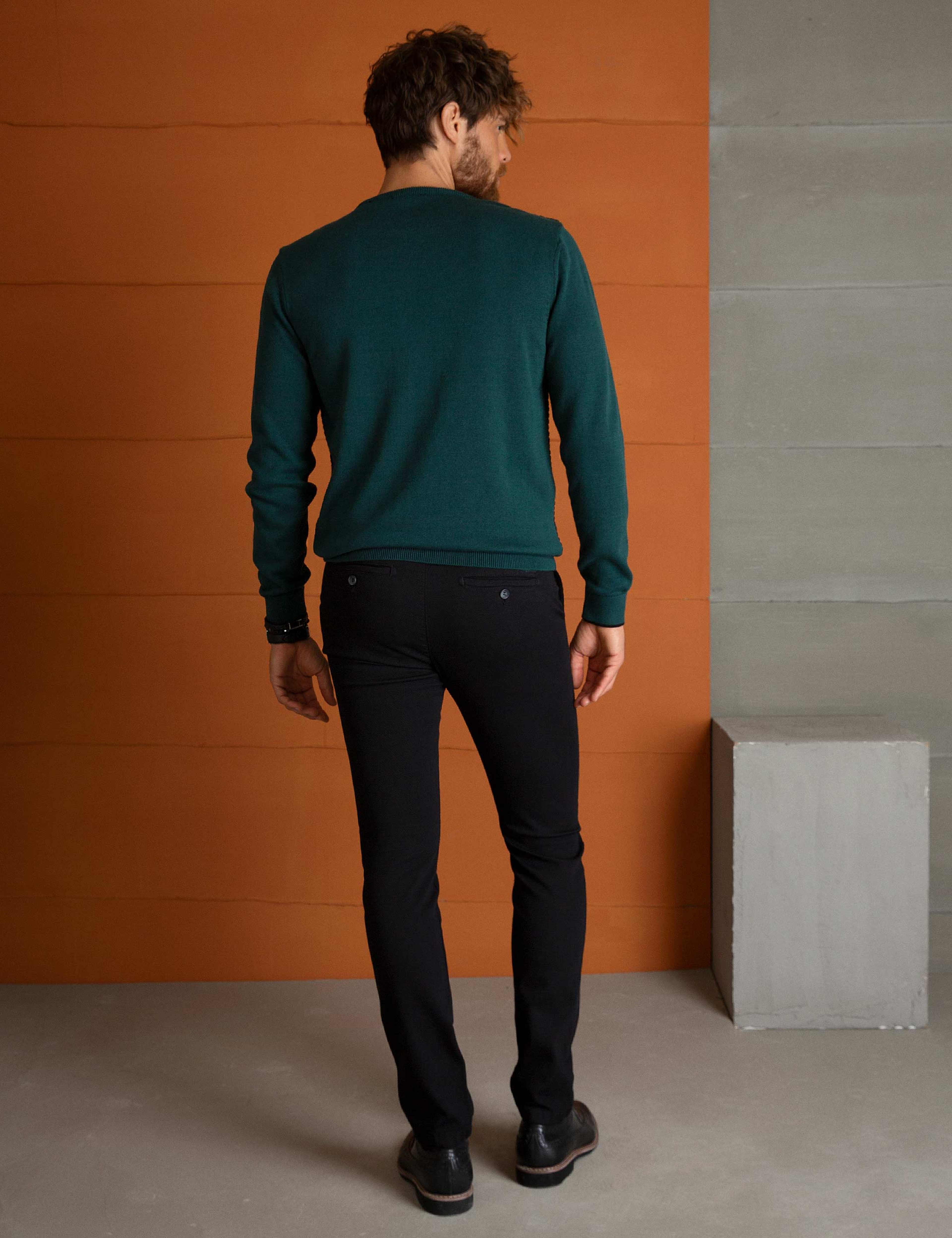 Siyah Slim Fit Chino Pantolon - Image 3