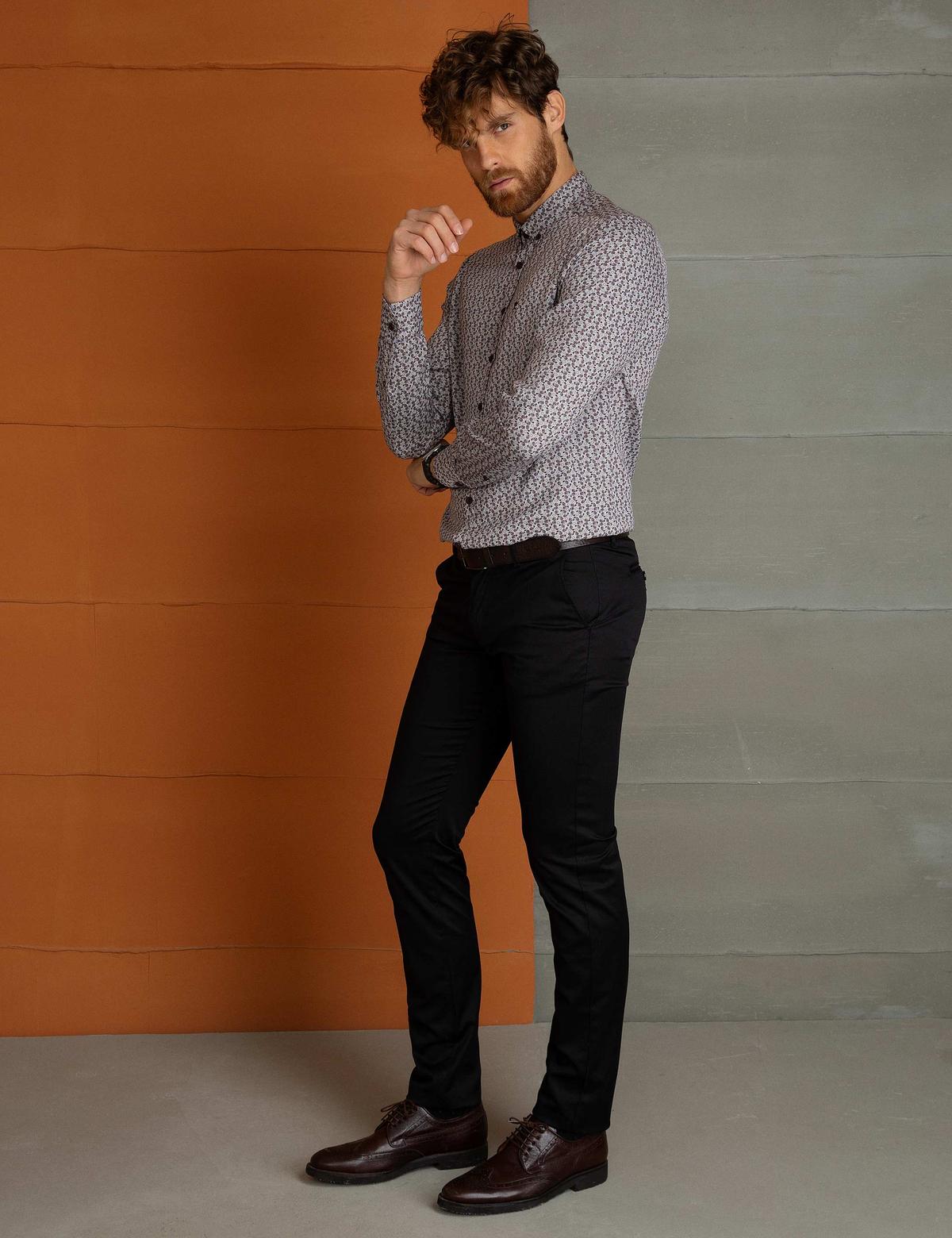 Siyah Slim Fit Kanvas Pantolon - 50194244048