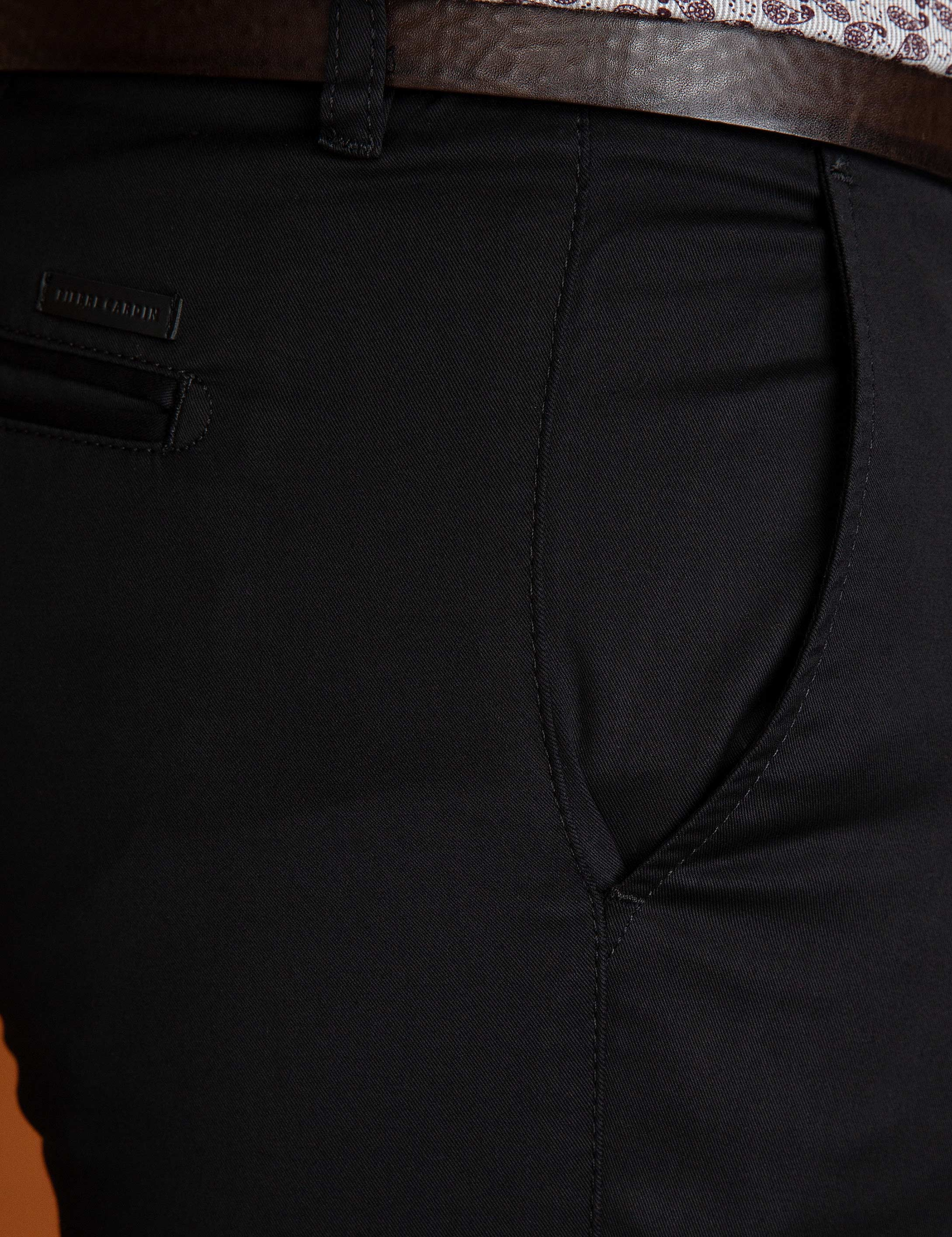 Siyah Slim Fit Chino Pantolon - Image 4