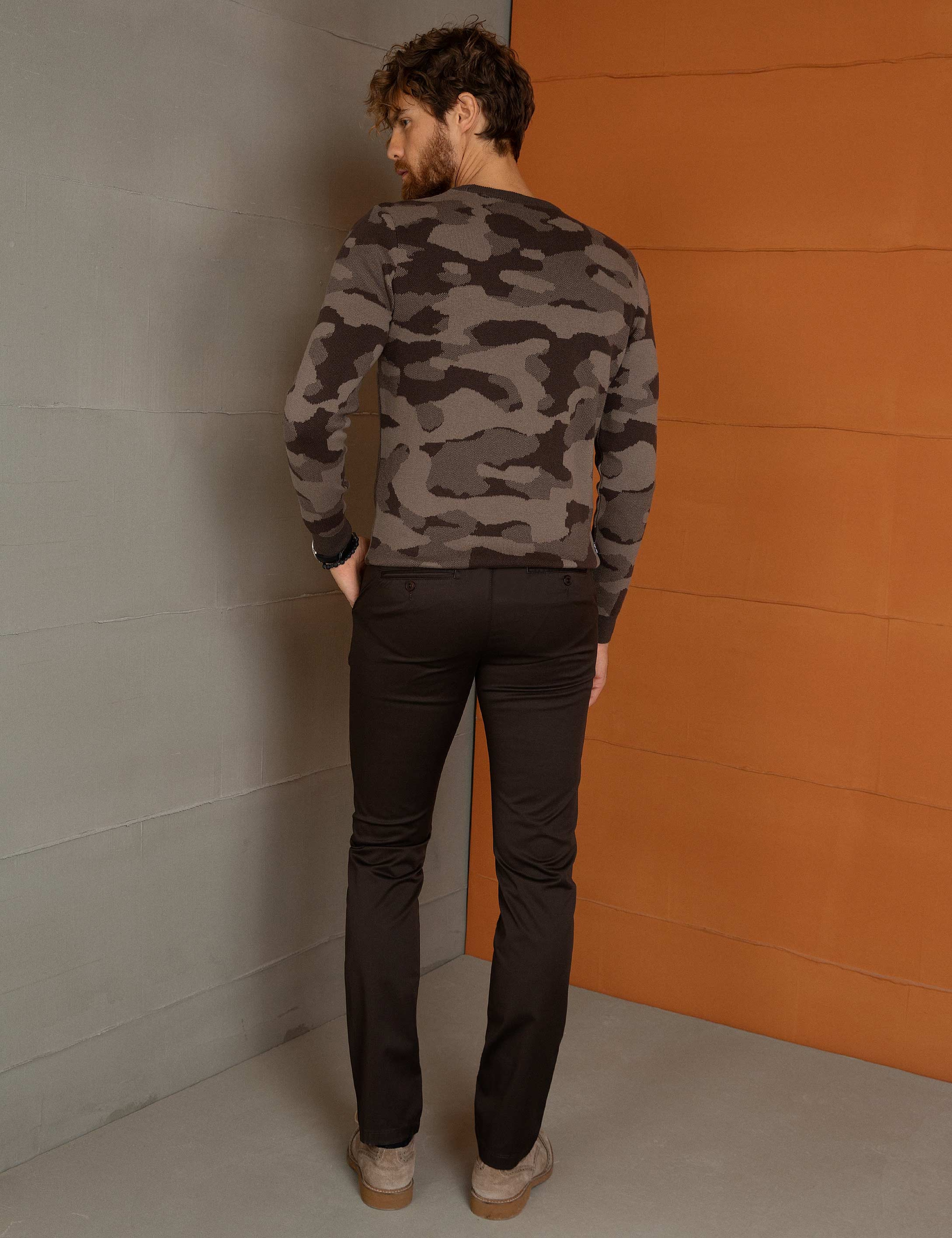 Kahverengi Slim Fit Chino Pantolon
