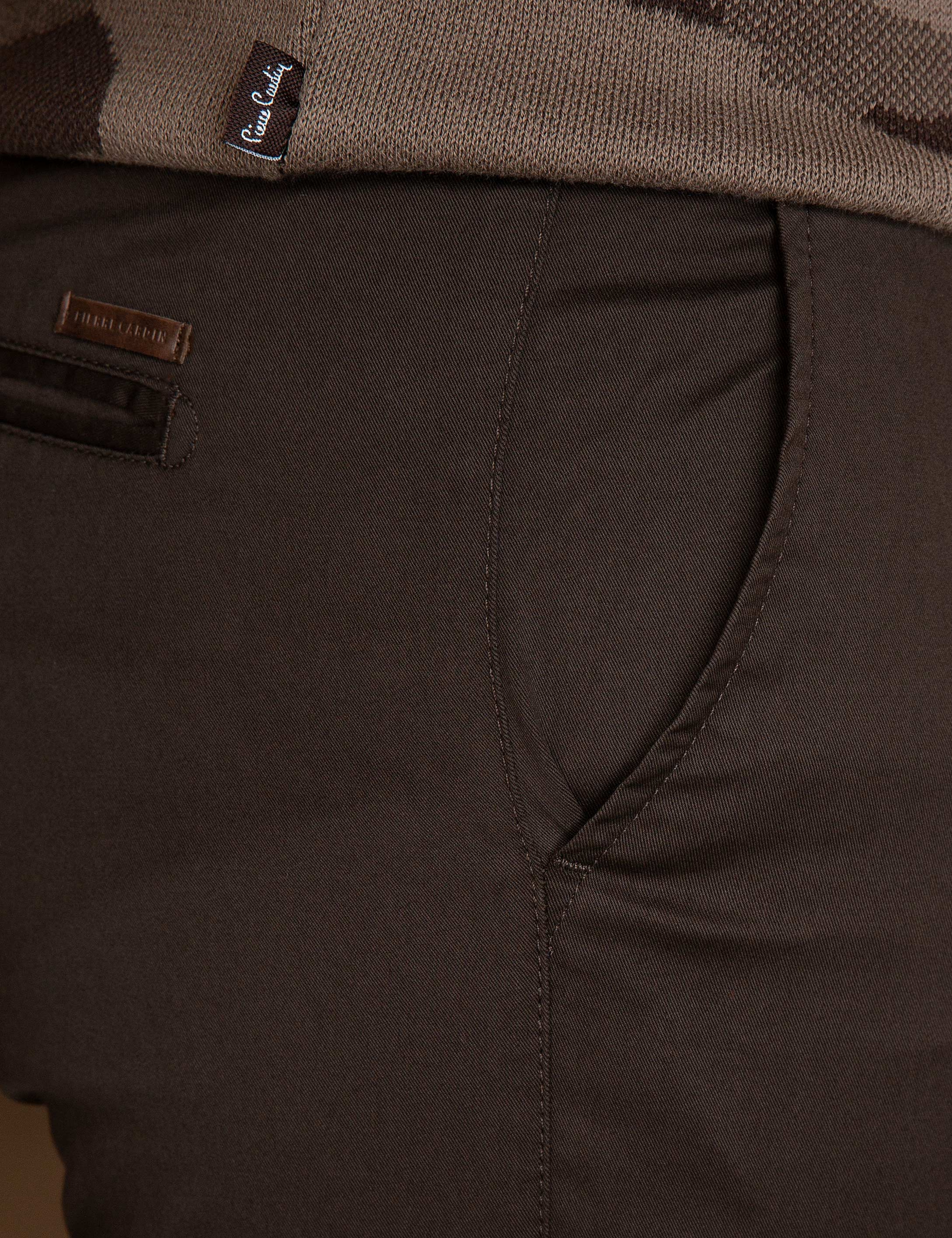 Kahverengi Slim Fit Chino Pantolon - Image 4