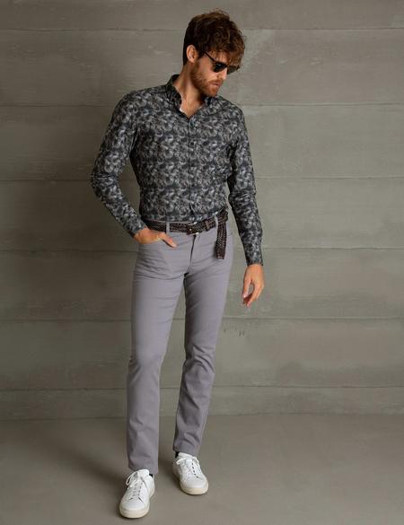 Gri Slim Fit Kanvas Pantolon - 50195903003