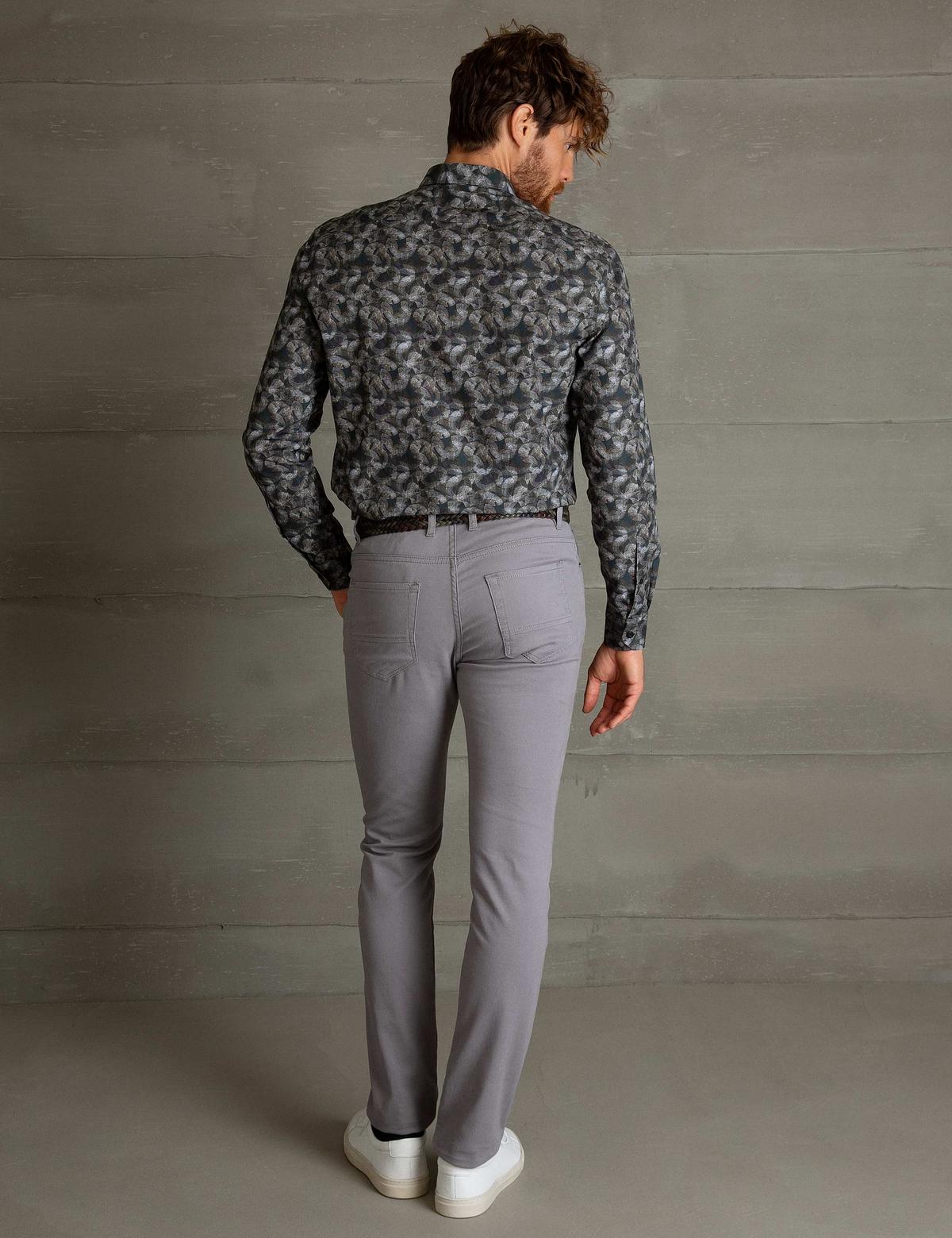 Gri Slim Fit Kanvas Pantolon - 50195903003