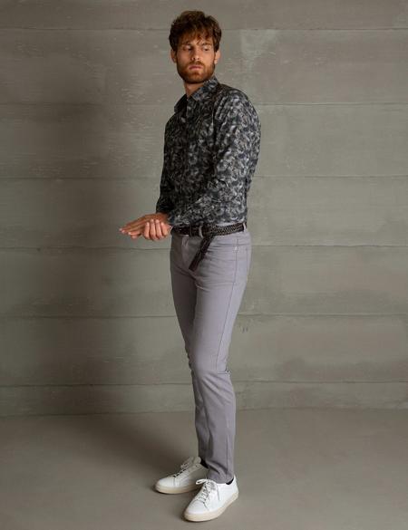 Gri Slim Fit Kanvas Pantolon - 50195903003