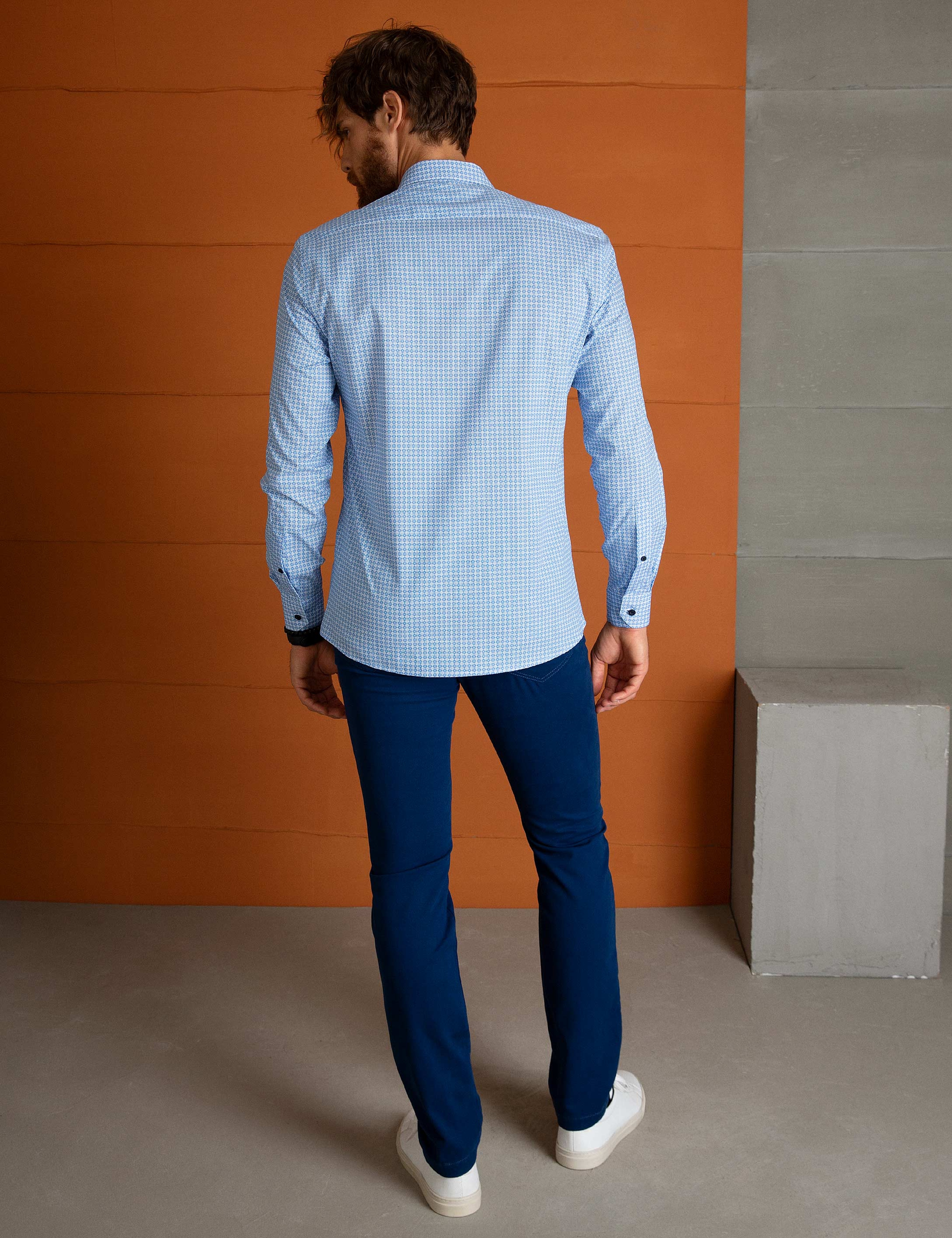 İndigo Slim Fit Kanvas Pantolon