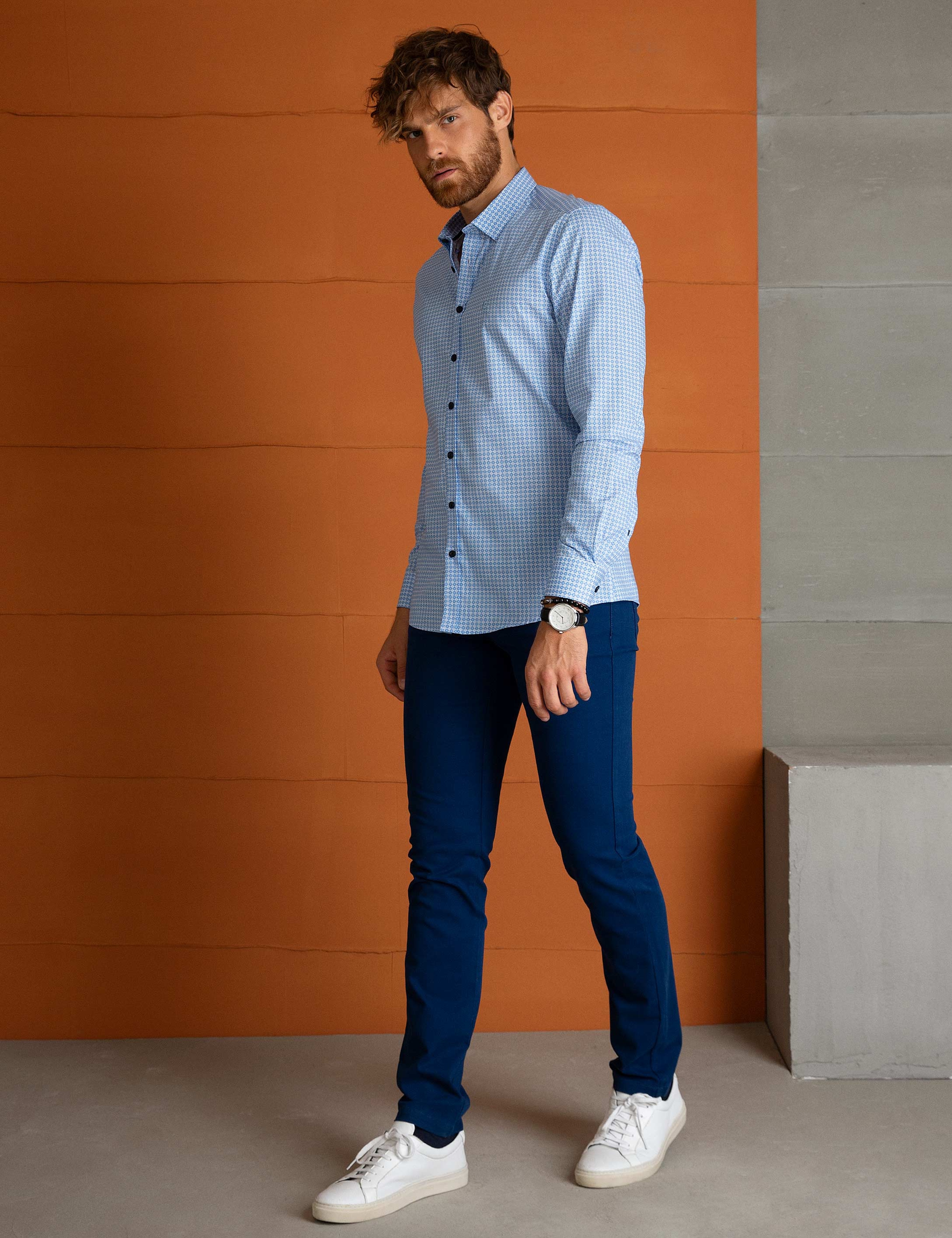 İndigo Slim Fit Kanvas Pantolon