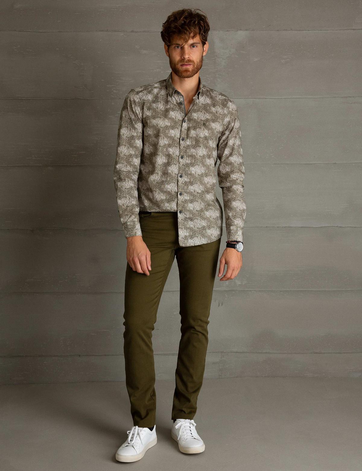 Koyu Yeşil Slim Fit Kanvas Pantolon