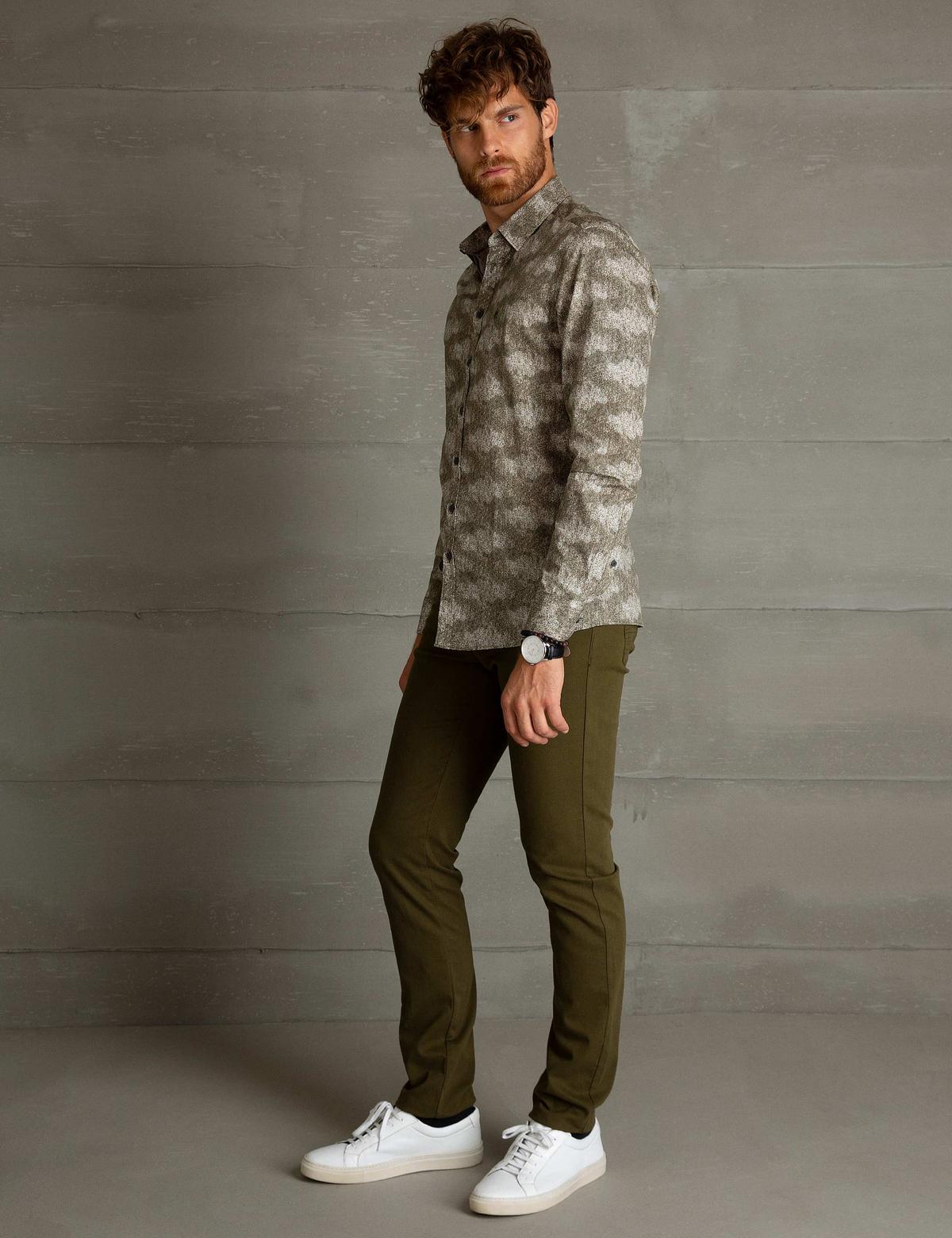 Koyu Yeşil Slim Fit Kanvas Pantolon - 50195903066