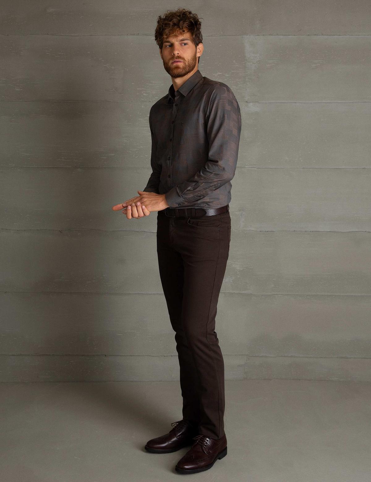 Kahverengi Slim Fit Chino Pantolon - 50195903099