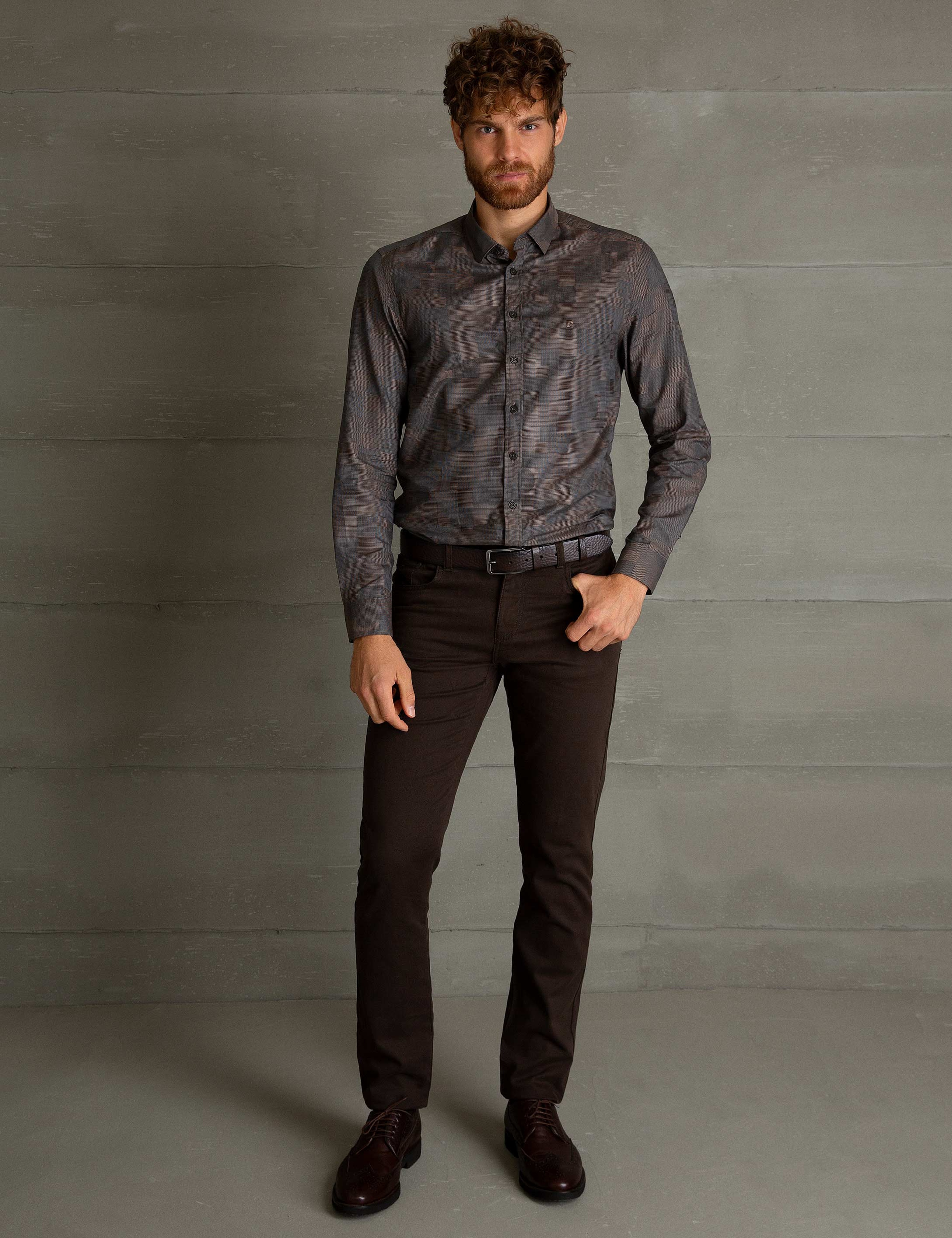 Kahverengi Slim Fit Chino Pantolon - Image 1