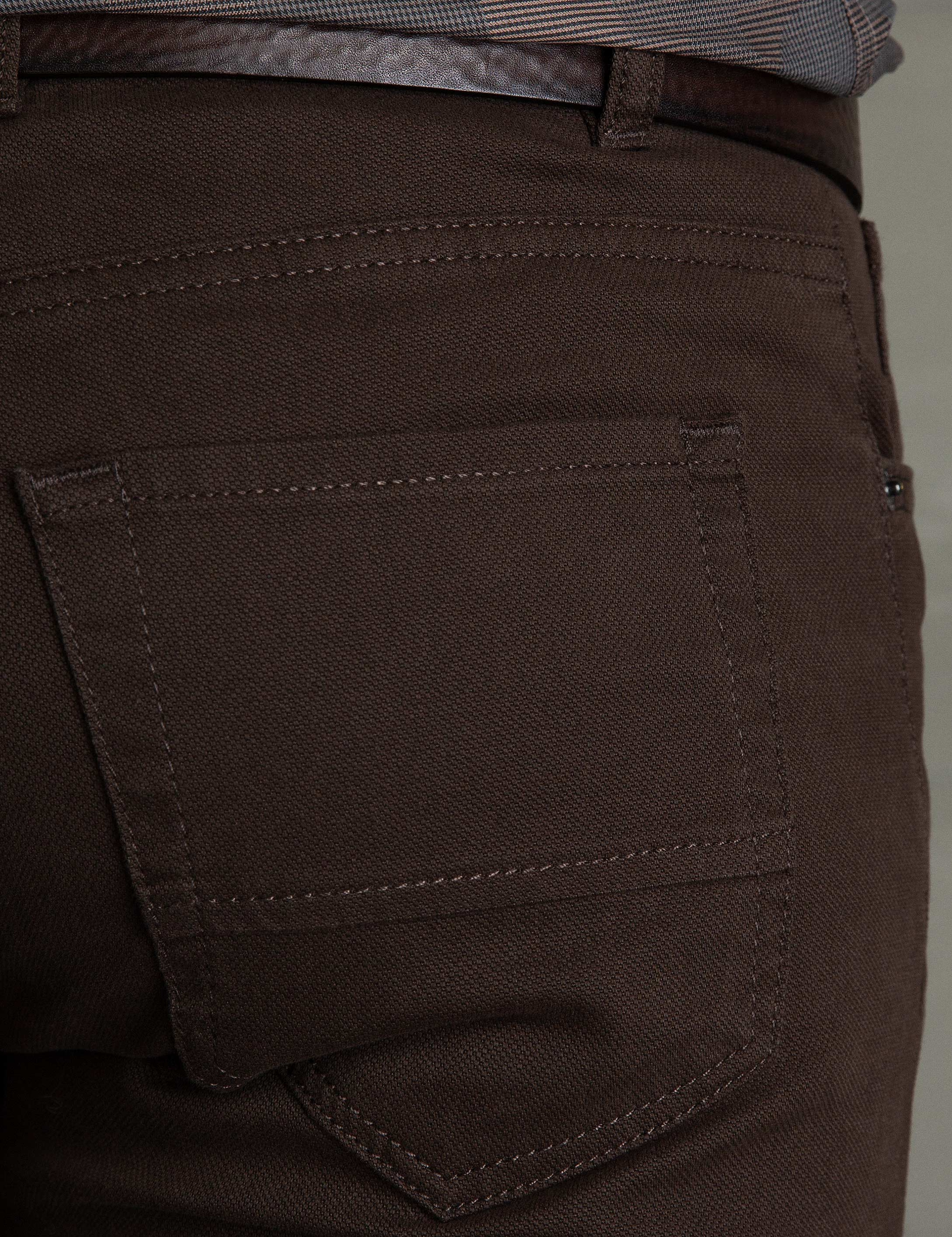 Kahverengi Slim Fit Chino Pantolon - Image 4