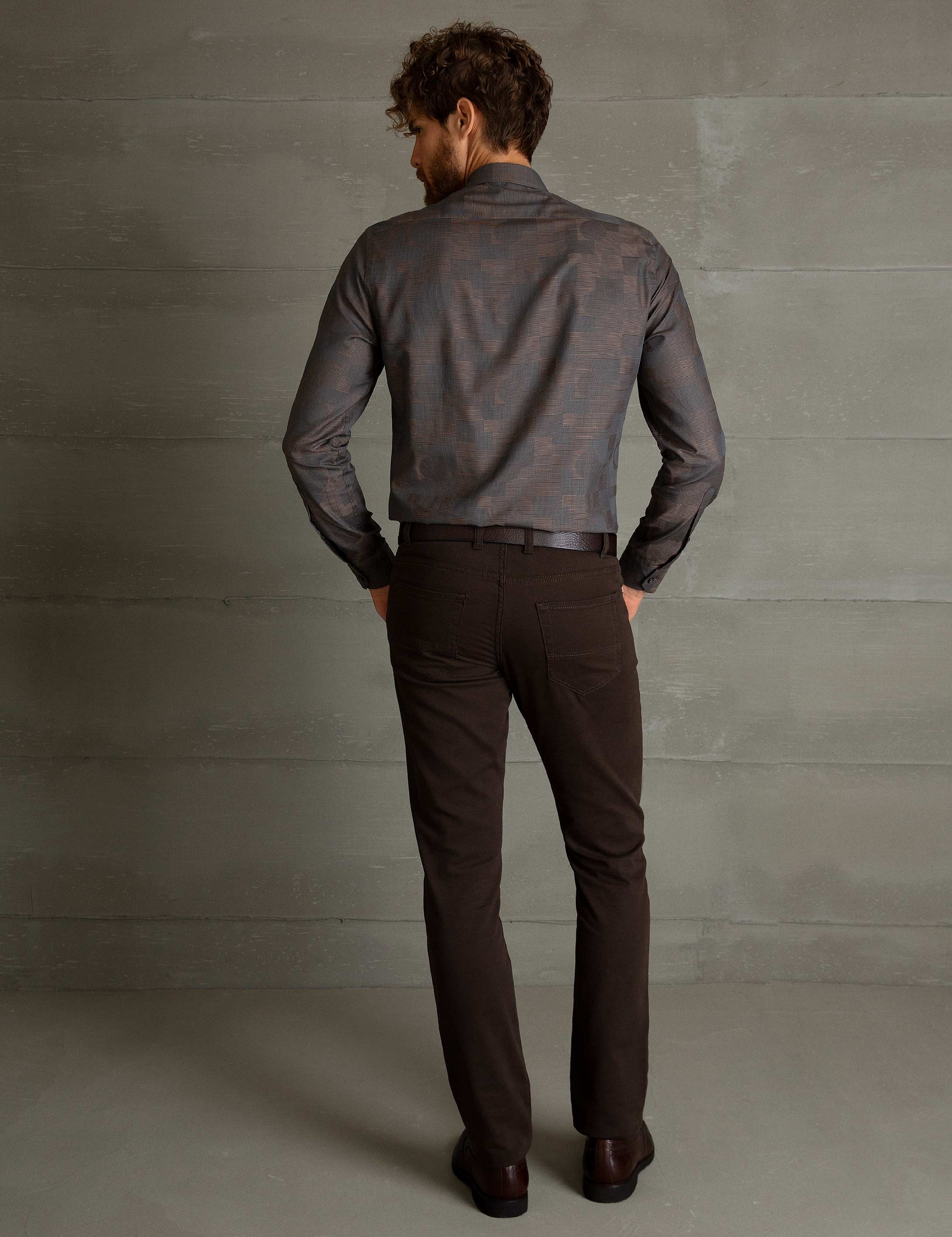 Kahverengi Slim Fit Chino Pantolon - Image 3