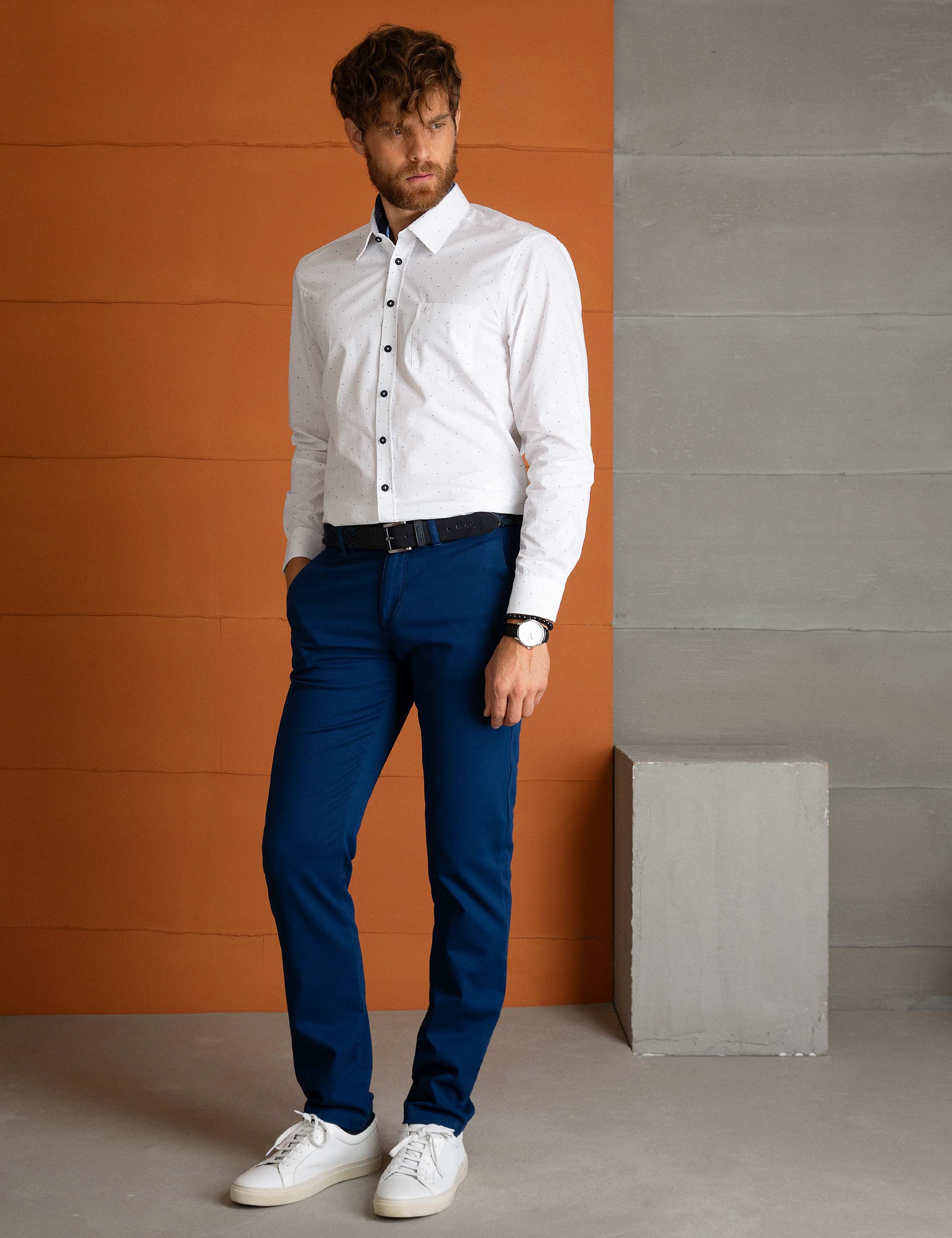 İndigo Slim Fit Kanvas Pantolon