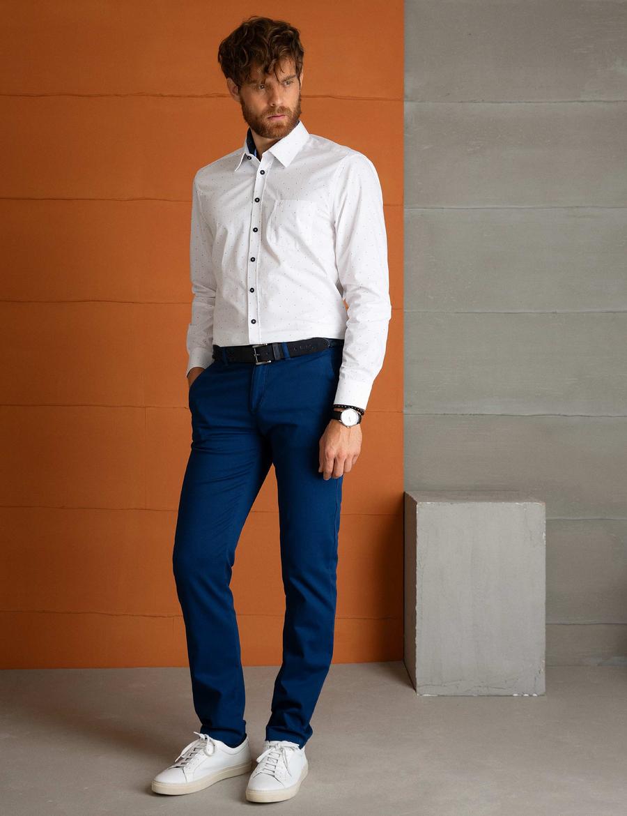 İndigo Slim Fit Kanvas Pantolon