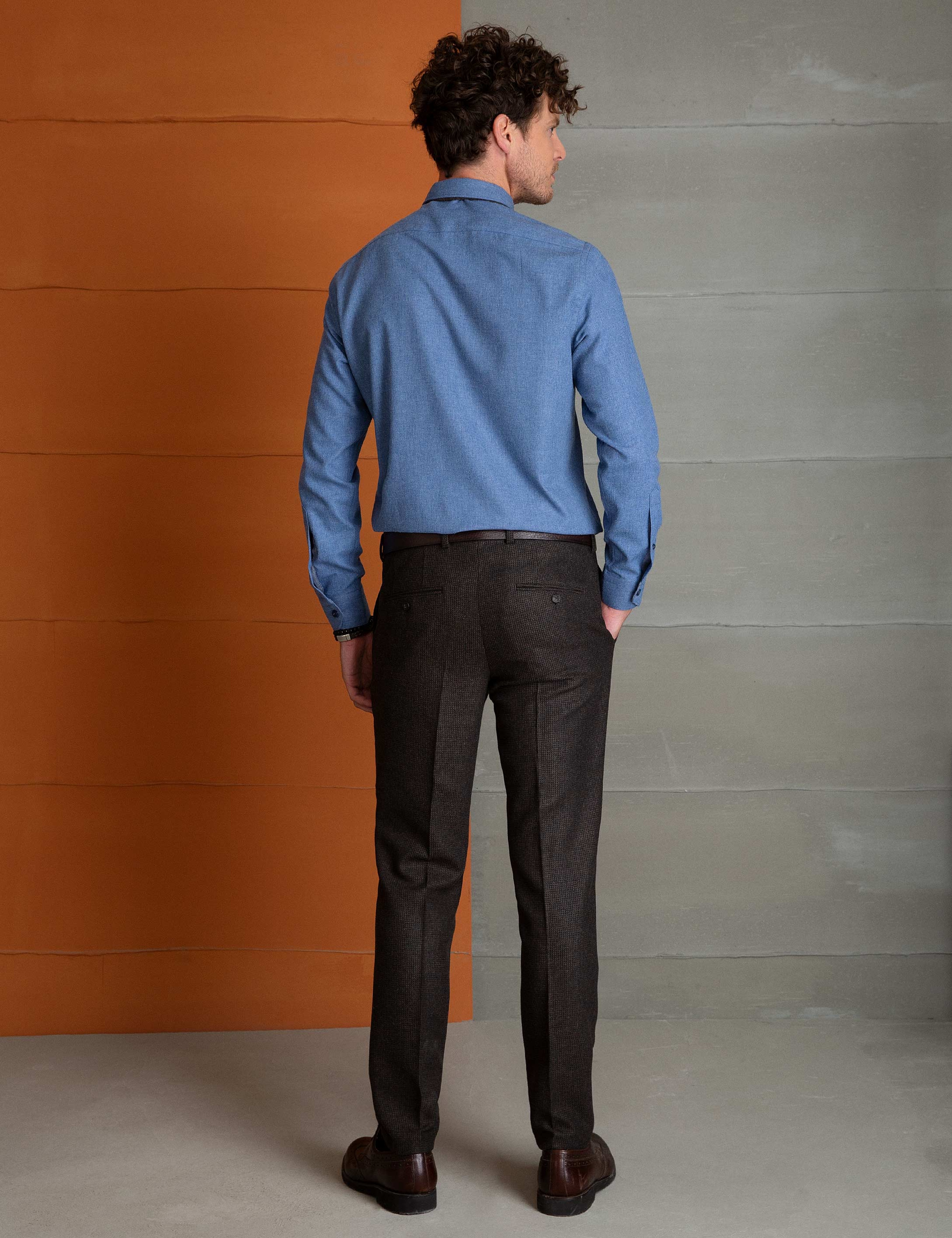 Kahverengi Ekstra Slim Fit Pantolon - Image 3