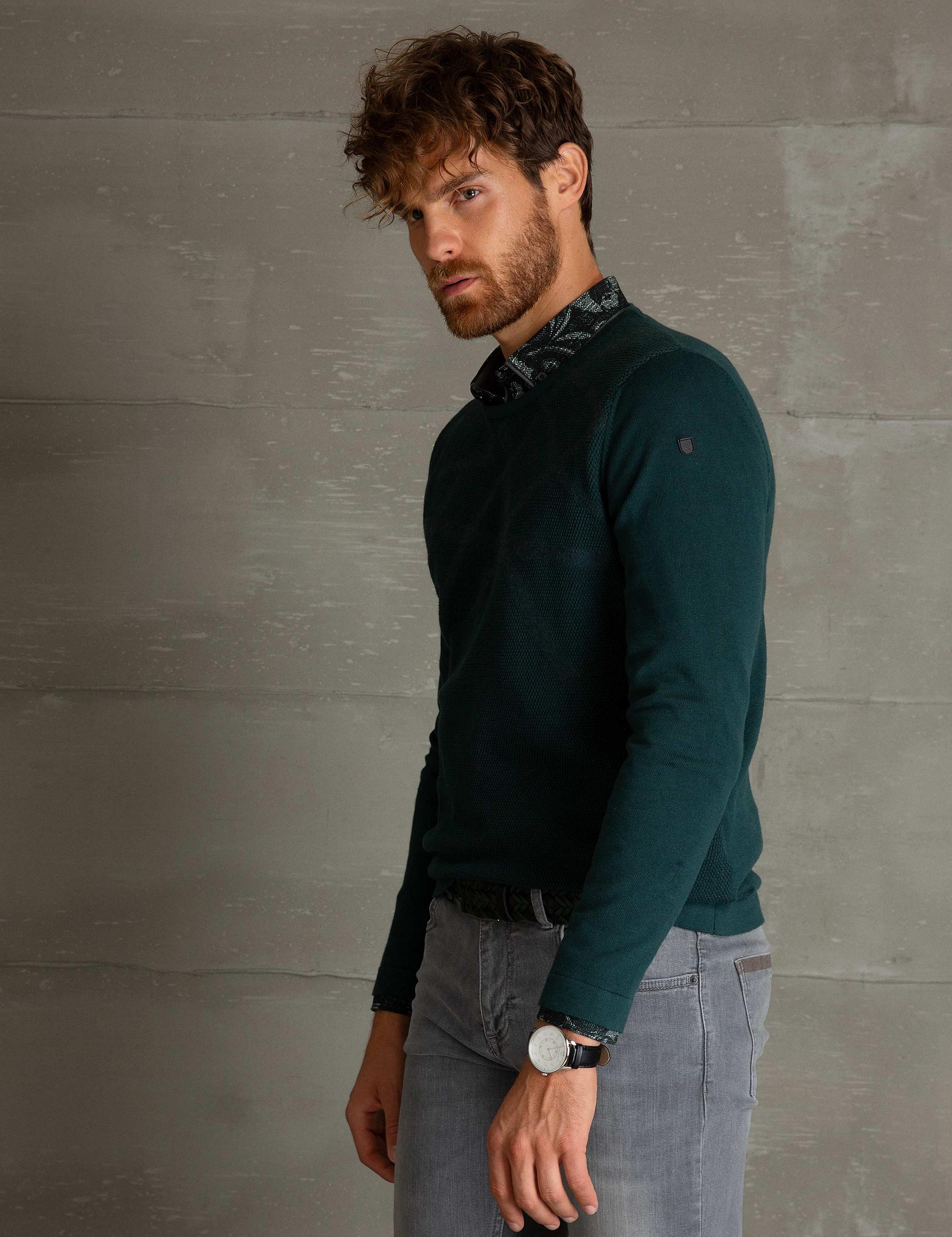 Yeşil Slim Fit Triko Kazak