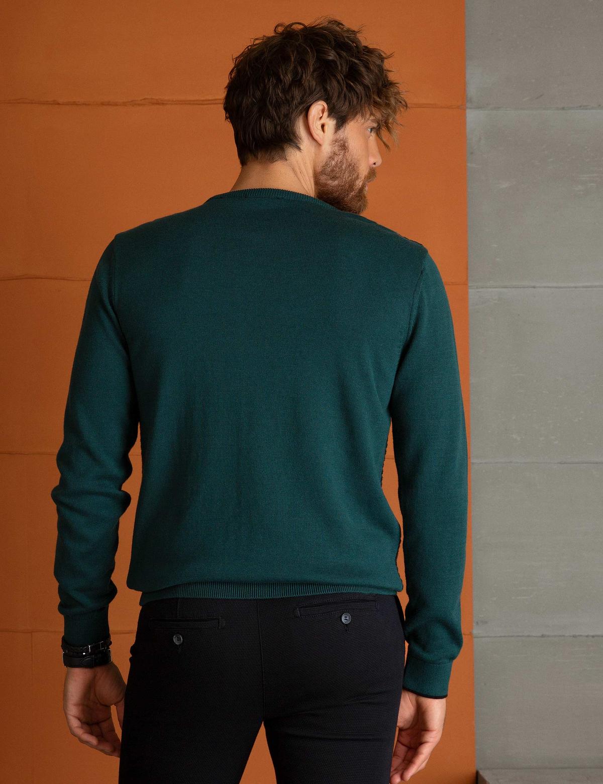 Yeşil Slim Fit Triko Kazak - 50194118056