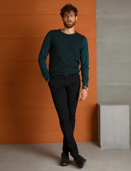 Yeşil Slim Fit Triko Kazak - 50194118056