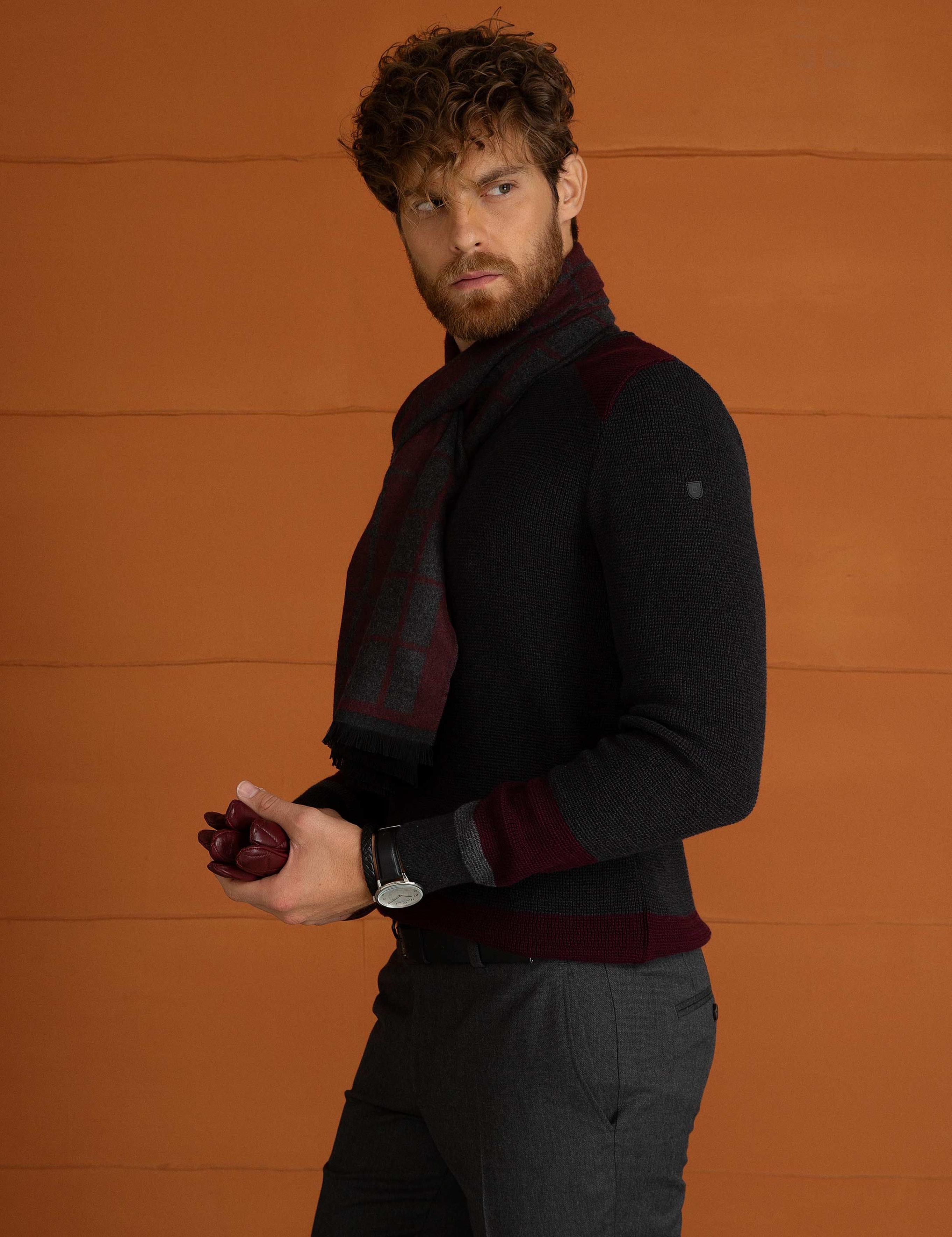 Antrasit Melanj Slim Fit Triko Kazak