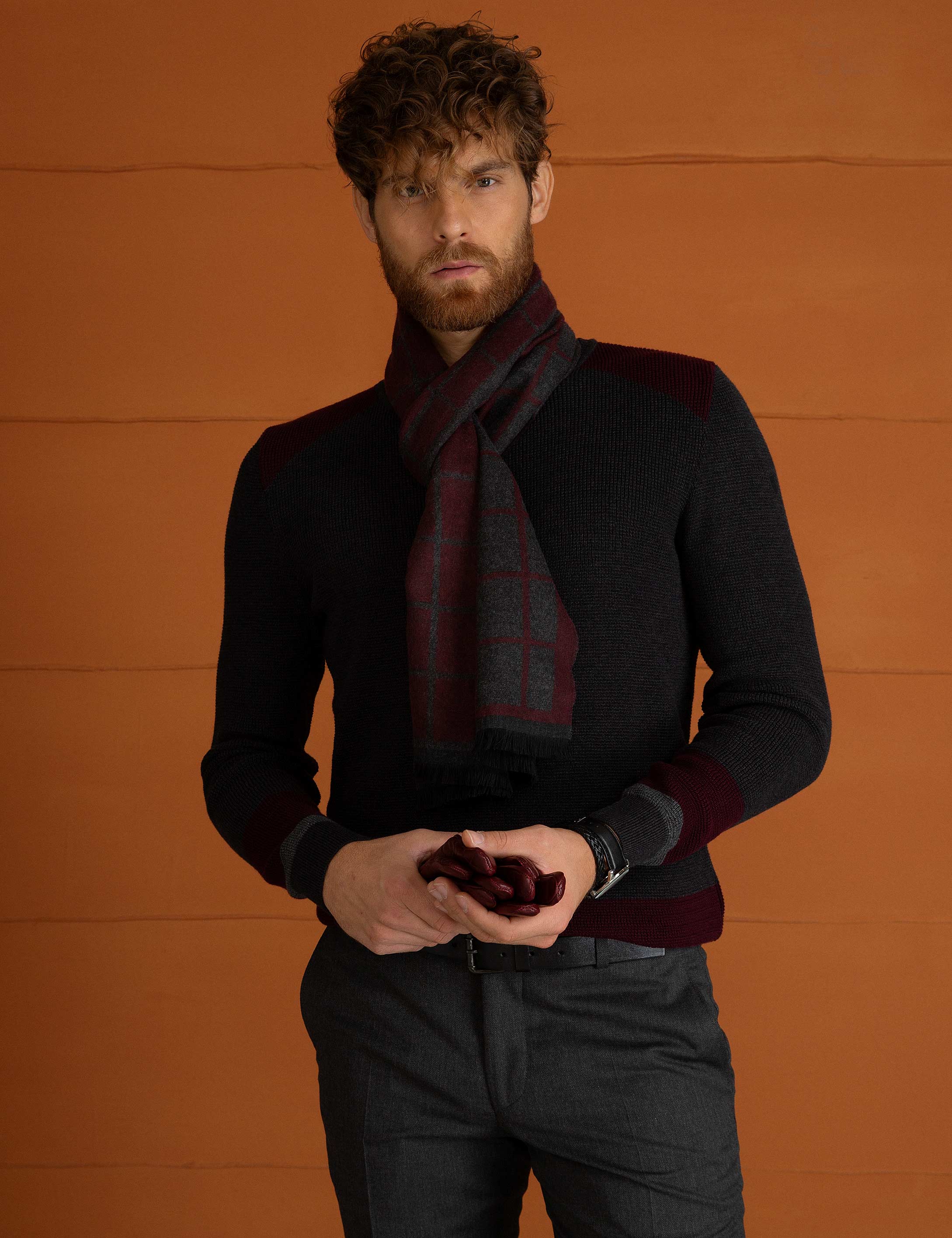 Antrasit Melanj Slim Fit Triko Kazak - Image 3