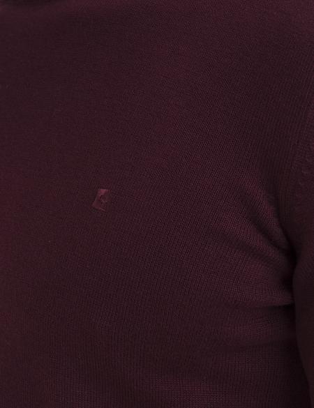 Bordo Slim Fit Bisiklet Yaka Basic Triko Kazak - 50194202063