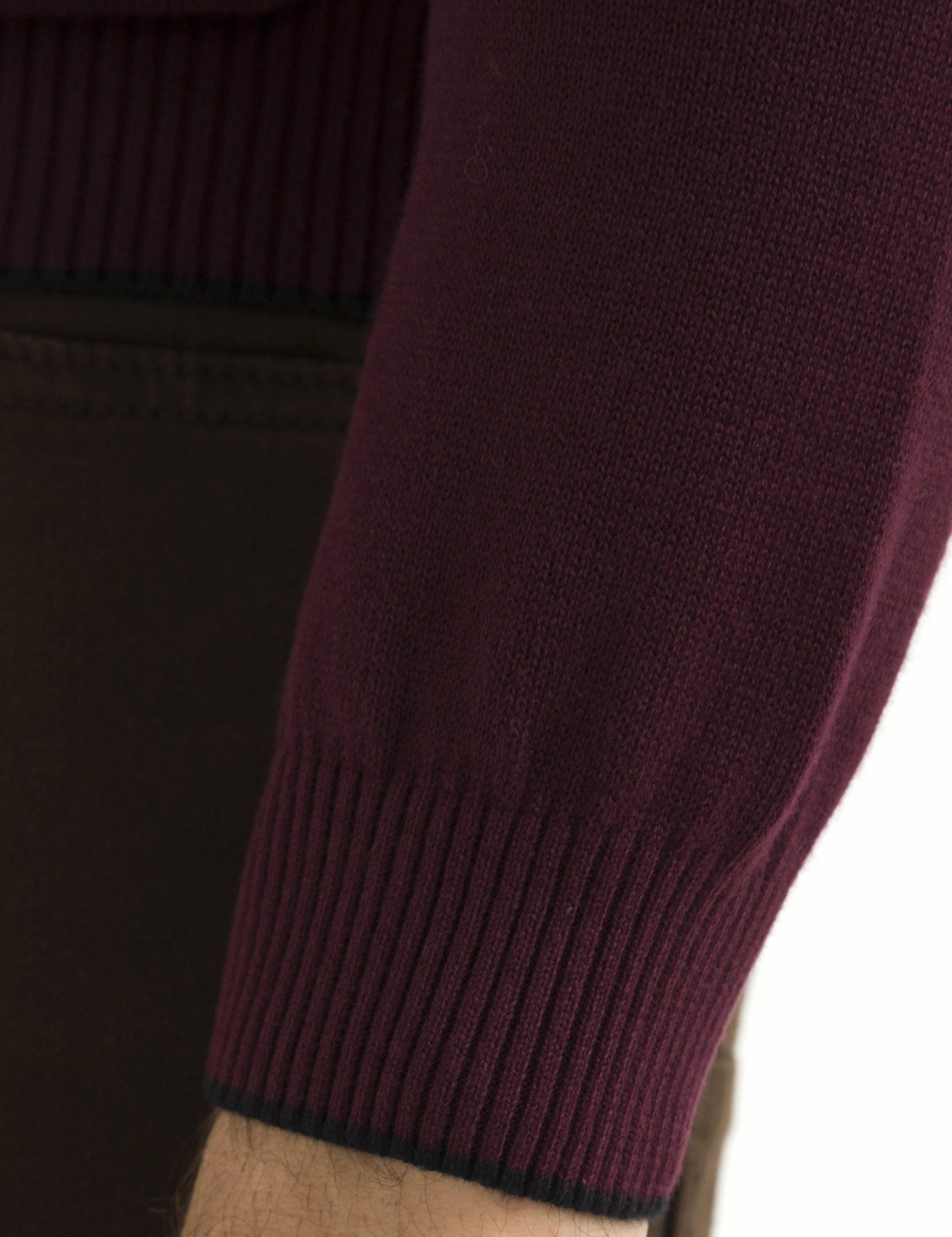 Bordo Slim Fit Bisiklet Yaka Basic Triko Kazak