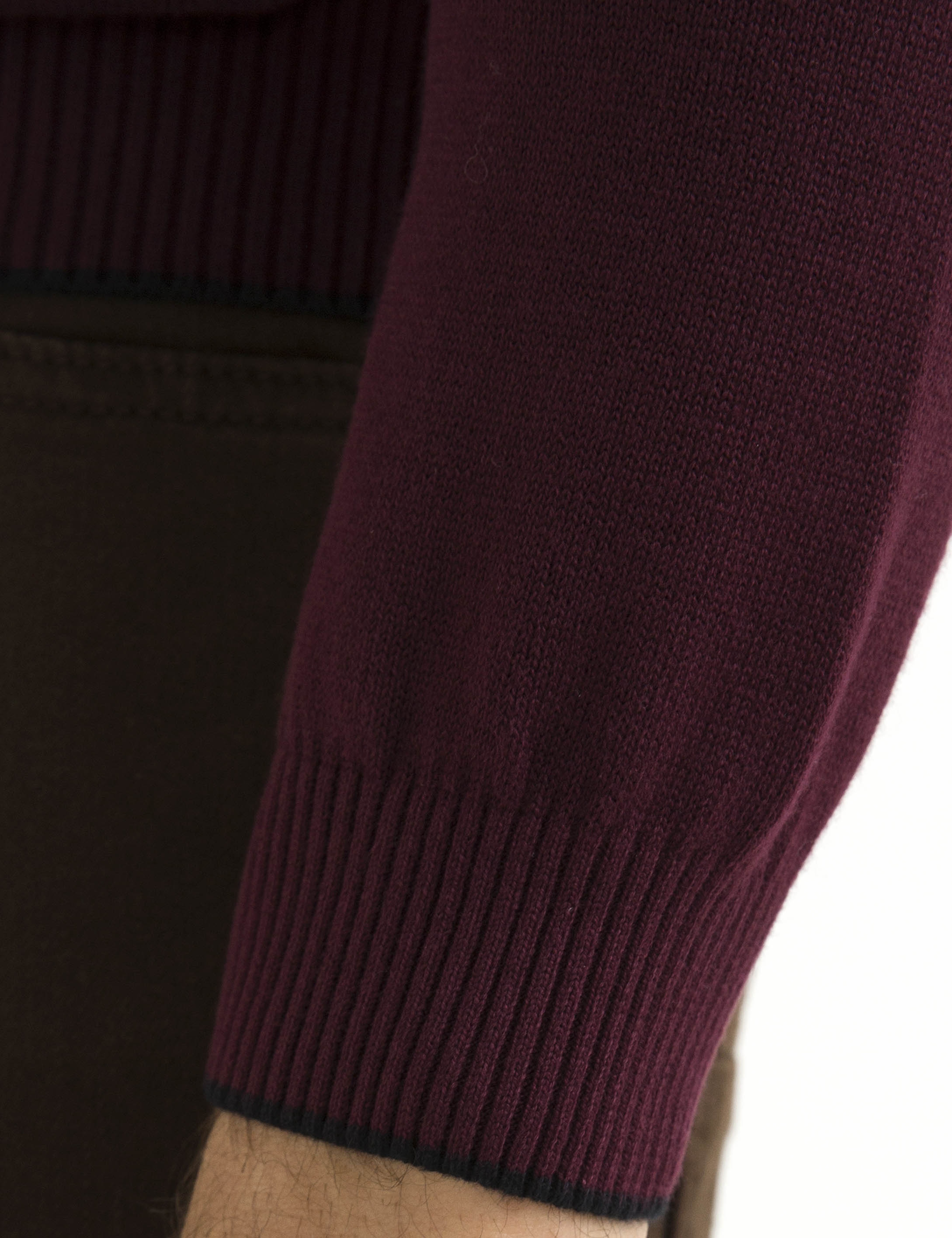 Bordo Slim Fit Bisiklet Yaka Basic Triko Kazak - Image 4