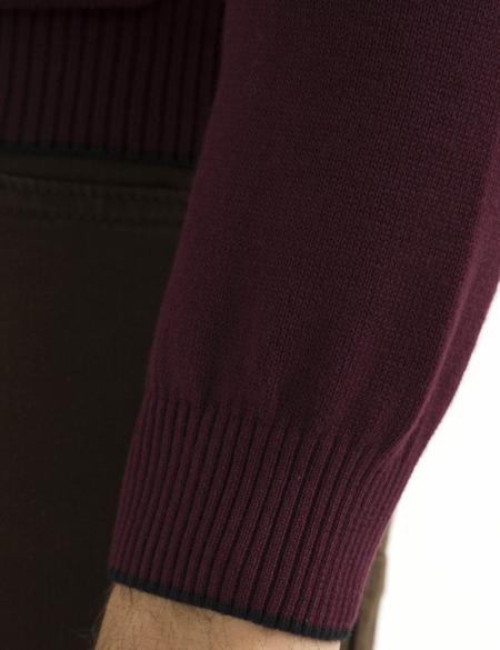 Bordo Slim Fit Bisiklet Yaka Basic Triko Kazak - 50194202063