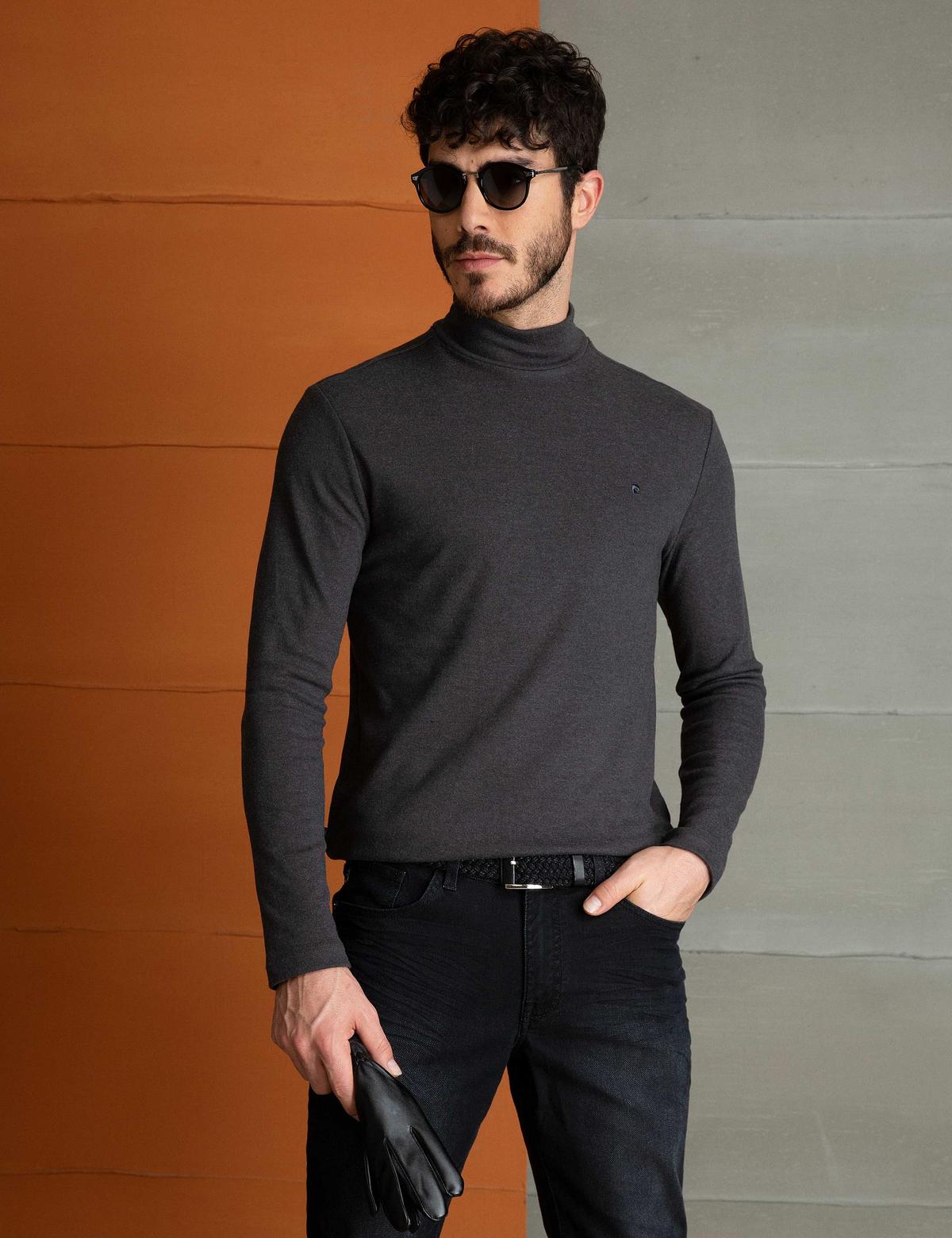 Antrasit Melanj Slim Fit Sweatshirt - 50195346009